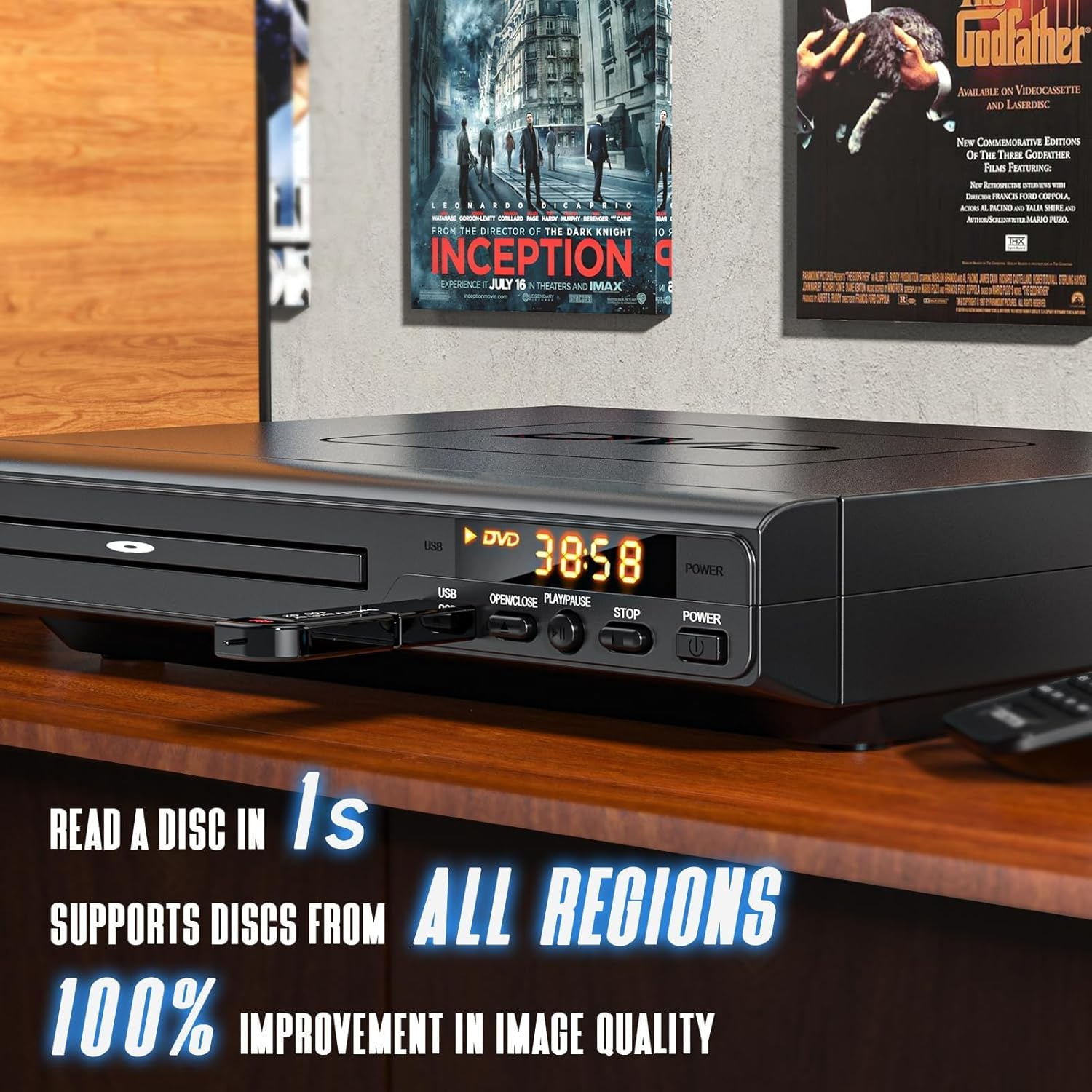 DVD Players for TV with USB, Multimedia Player That Play All Regions, Simple DVD Player for Elderly, CD Player for Home Stereo System, Included RCA Cable image number 3