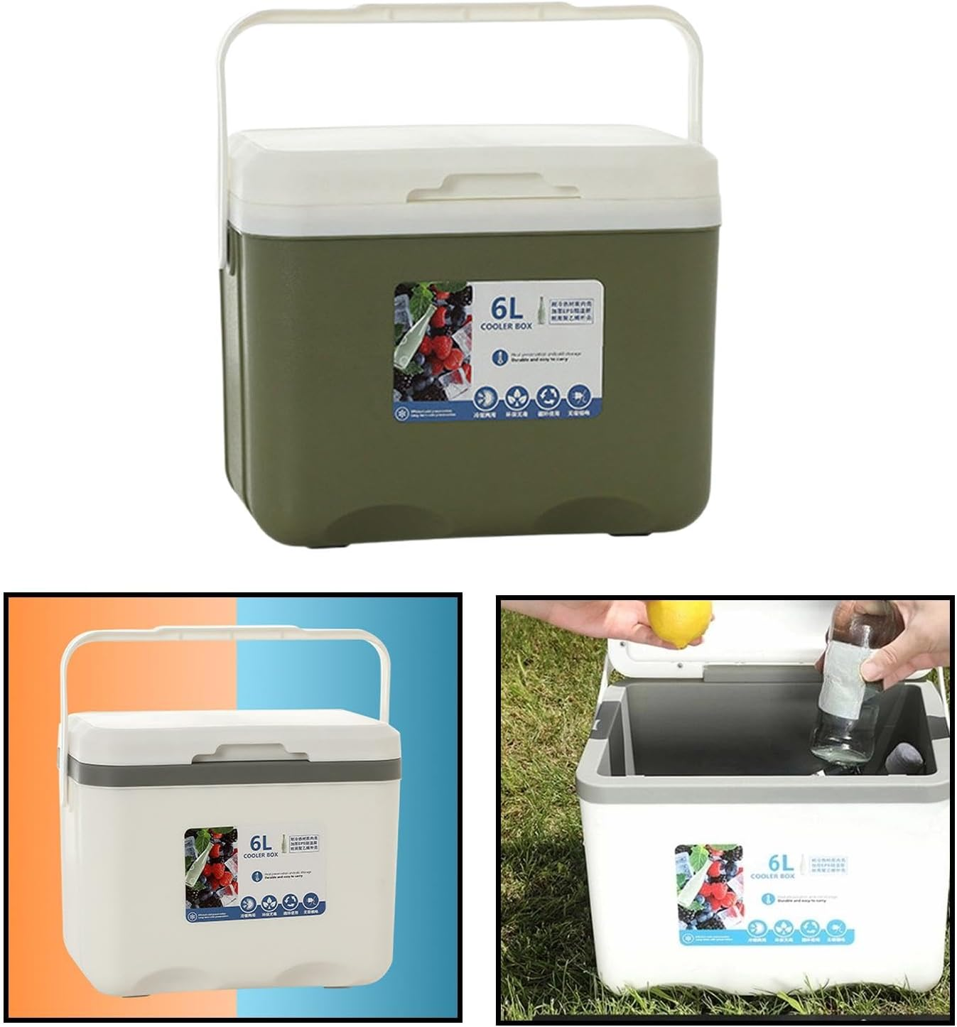 Cooler Box Insulated Box Cold Storage Portable 6L Ice Chest Small Hard Ice Box for Fishing Boat Sport Drink Picnic Barbecue image number 1