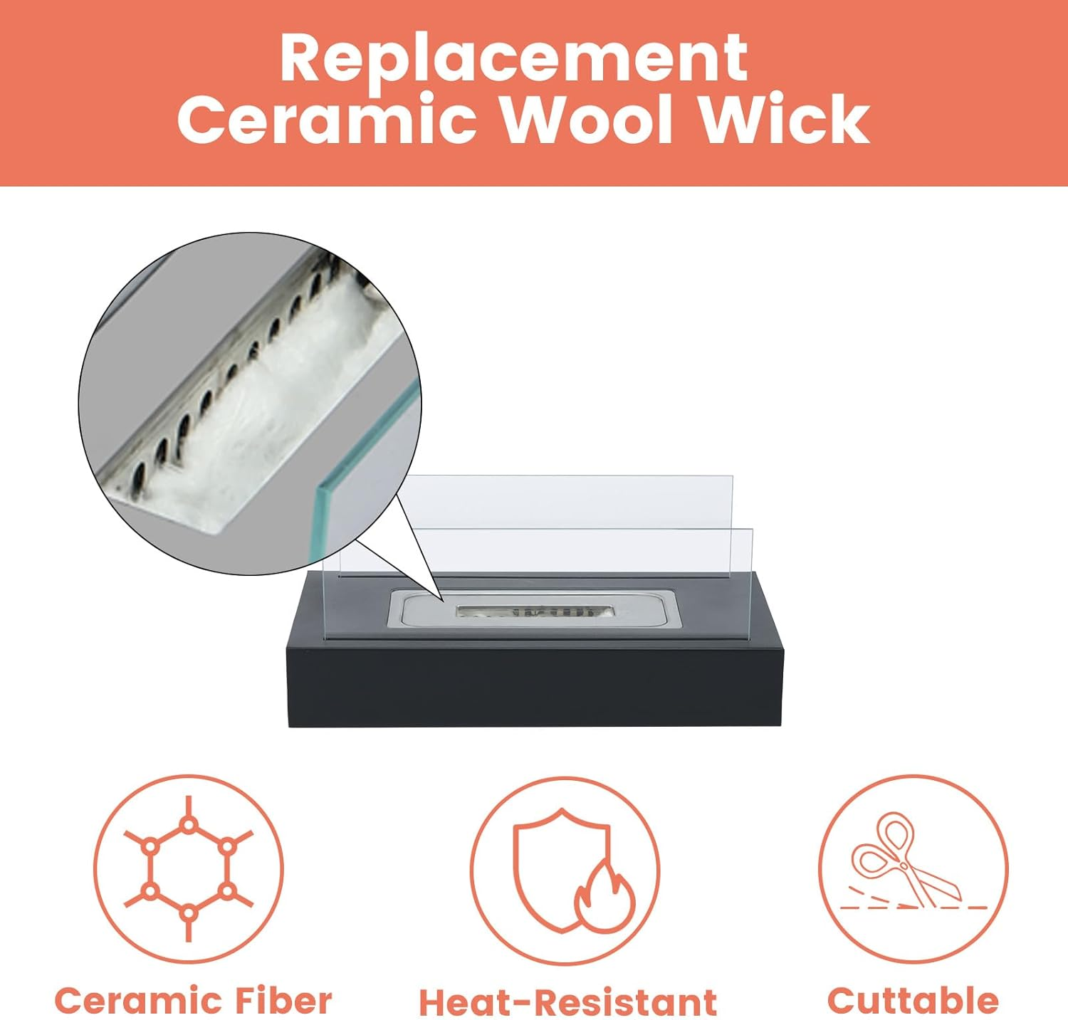 6 Pcs Tabletop Fire Pit Ceramic Wool Wick to Extend Burning Time Fireproof Ceramic Wool Wick Sponge Heat Resistant Sponge Cotton Core Ceramic Fiber Insulation for Bioethanol Rubbing Alcohol F image number 2