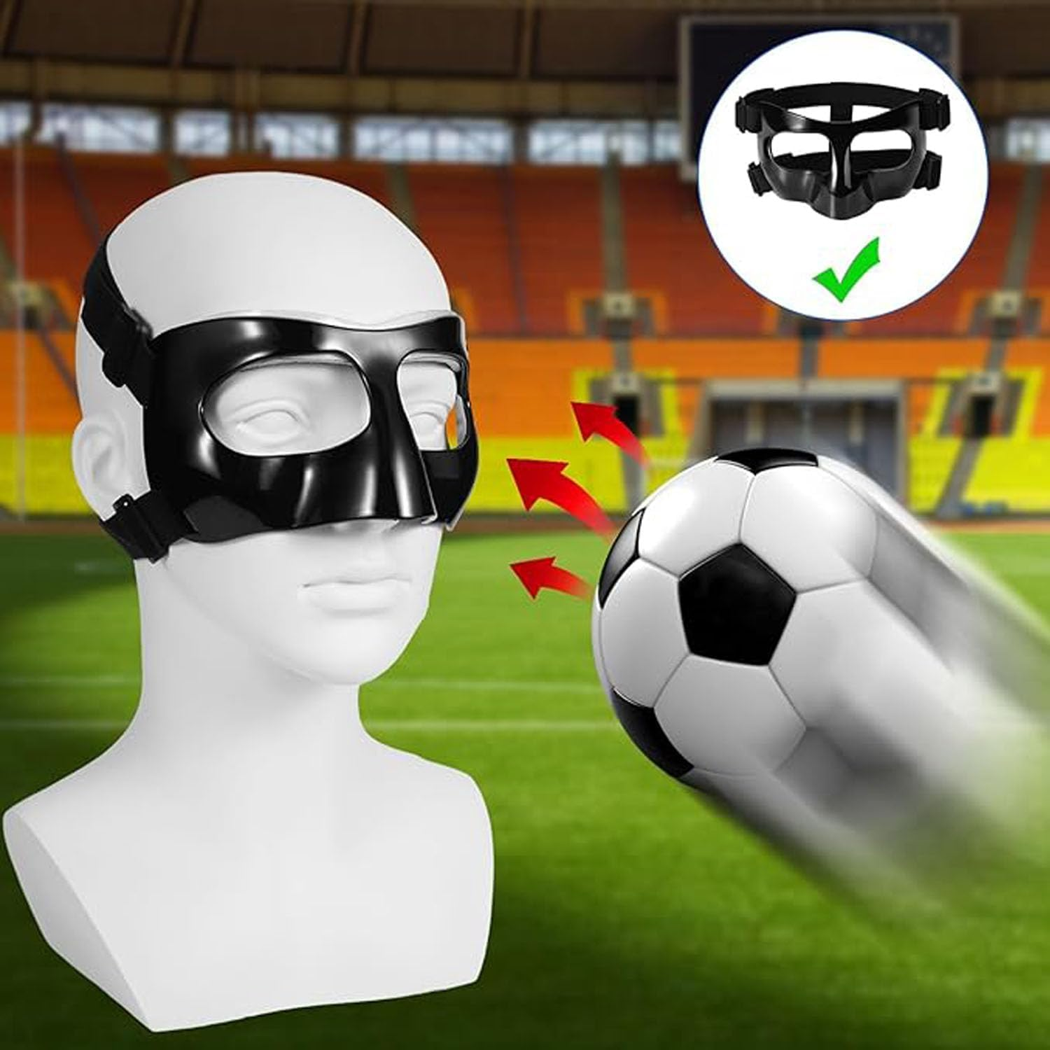 Mtxorvix Sports Face Guard, Nose Guard for Broken Nose, Face Shield Masks for Soccer and Basketball Sports, Protection from Impact Injuries to Nose and Face, Suitable for Men and Women image number 2