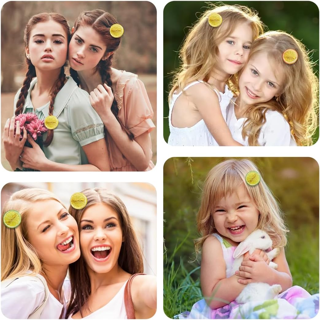 LQIOACU Hair Clips Yellow Hair Clips Girls Women Cute Fruit Hair Accessories for Carnival Party Pack of 6, Bronze, Medium image number 2