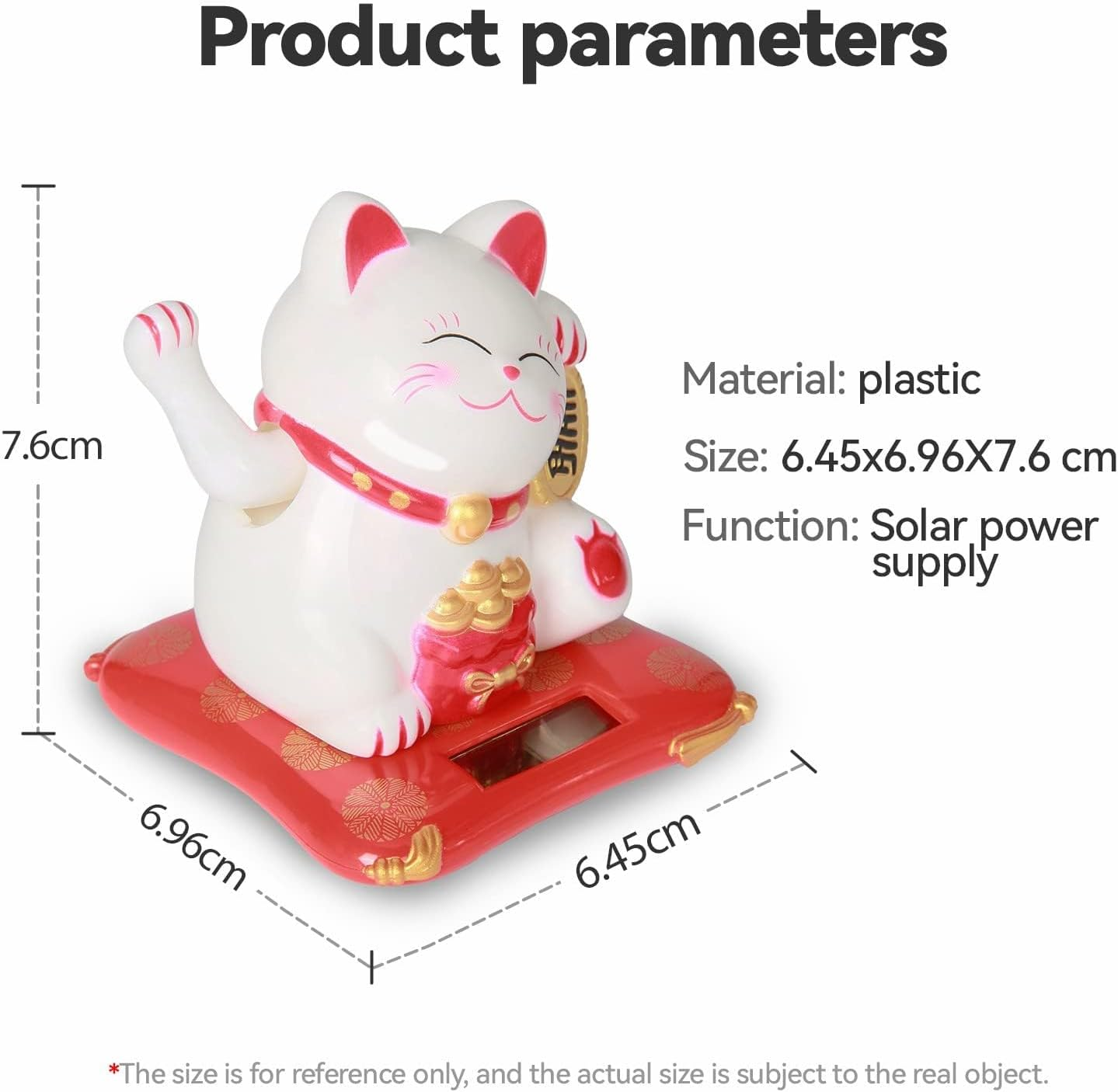 Jadeshay Invitating Cat Solar Powered Cute Waving Cat Good Luck Wealth Invitating Cats Home Car Decoration (White) image number 5