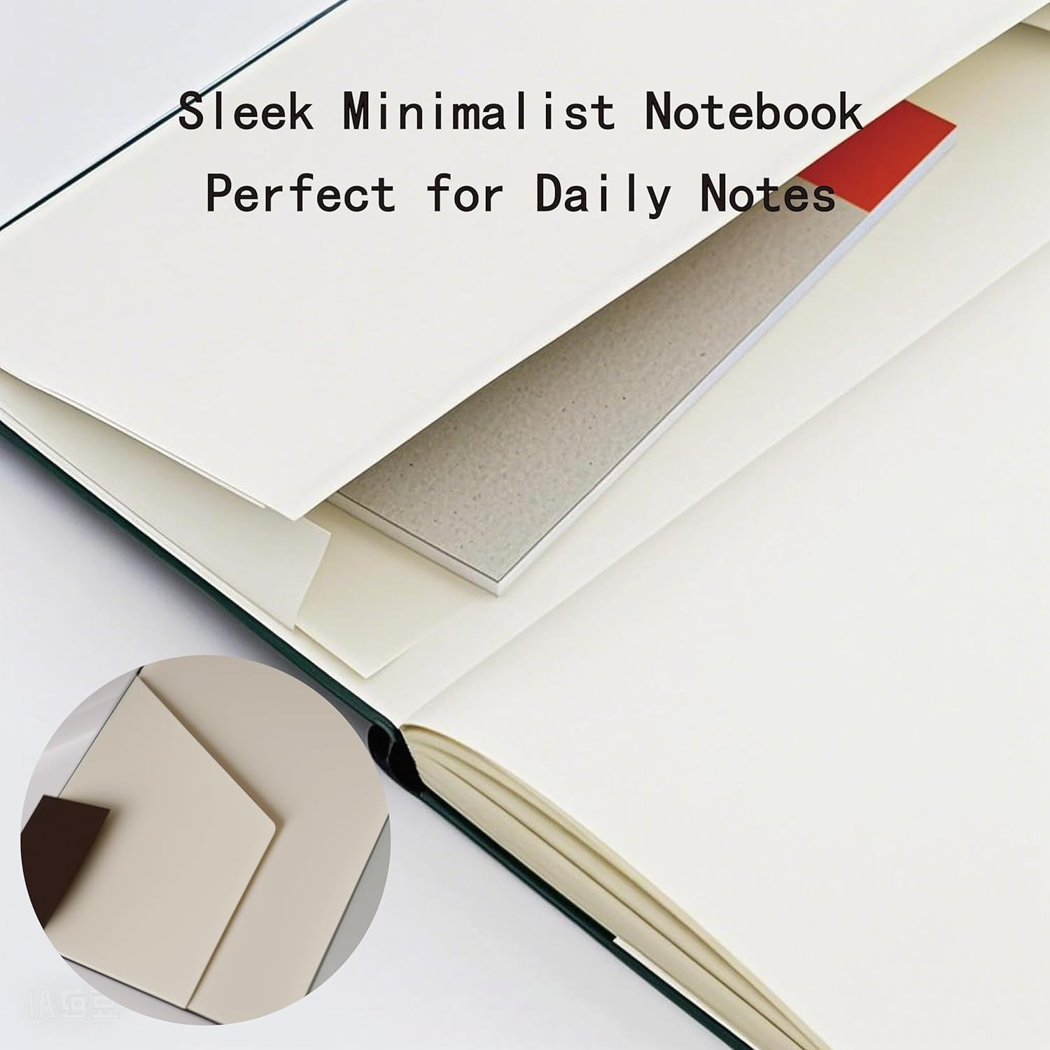 TUNJILOOL A7 Leather Journal Notebook - 2Pack Dotted/Grid/Blank Pages, 100GSM Thick Paper, Water-Resistant Cover, Elastic Closure & Inner Pocket (Black) image number 6