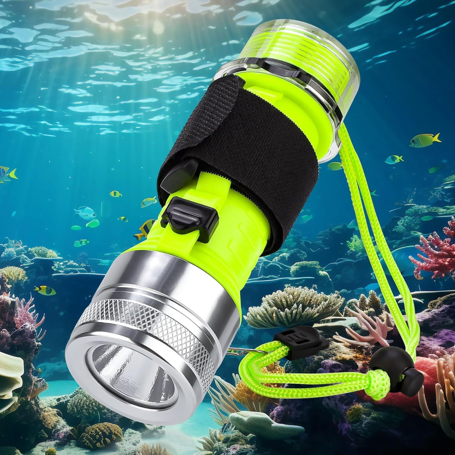 Bluefire Rechargeable Diving Flashlight,1500 Lumen Scuba Dive Torch, IPX-8 Waterproof Diving Torch Tactical Flashlight Night Dive Torch Submersible Light for Outdoor Underwater(1 Pack) image number 4