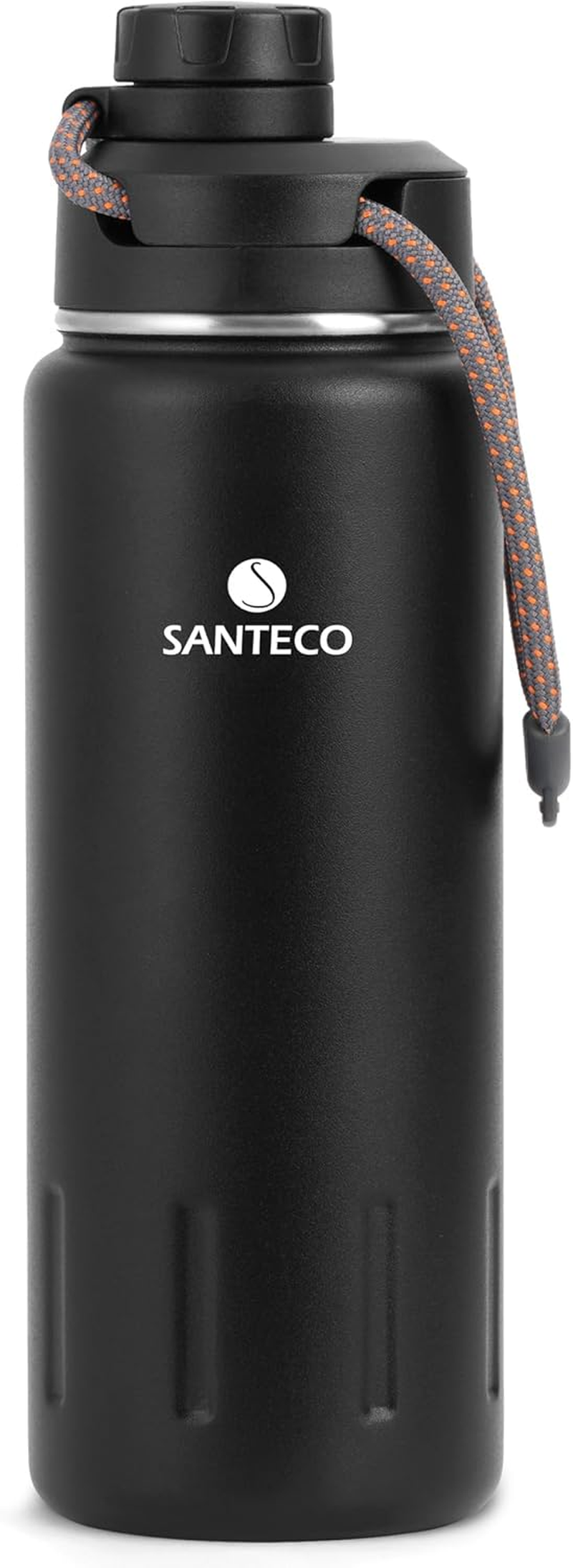 Santeco Insulated Water Bottles 24 Oz, Stainless Steel Flask with Lanyard & Wide Mouth Spout Lid, Leak Proof Double Wall Vacuum Drink Bottle, Keep Drinks Hot & Cold for Hiking Camping - Purple