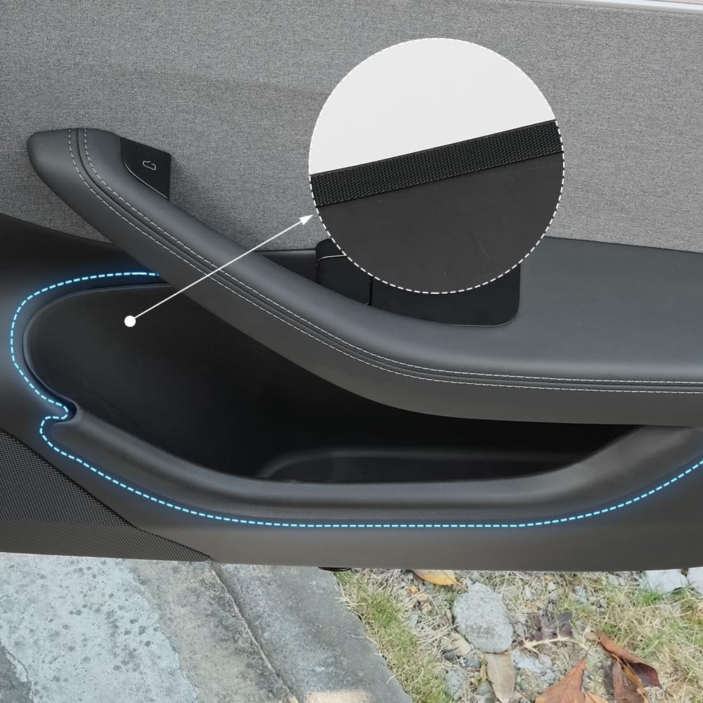 Door Side Storage Box Compatible with New Tesla Model 3 Highland 2024 2025 4 PCS Full-Cover Front and Rear Door Tray Organizer TPE Door Slot Tray Mats Interior Accessories image number 6