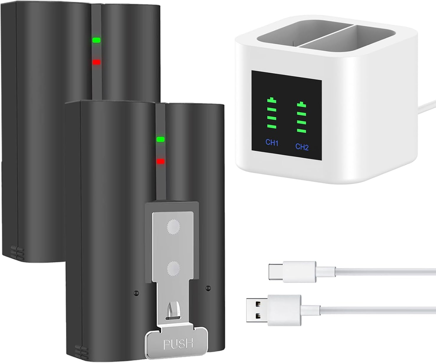 Tectra 2-Pack Replacement for Ring Doorbell Battery, 7000Mah Rechargeable Ring Camera Battery with Charger Station Compatible with Ring Video Doorbell 2/3/3Plus/4, Stick up Cam and Spotlight Cam image number 3