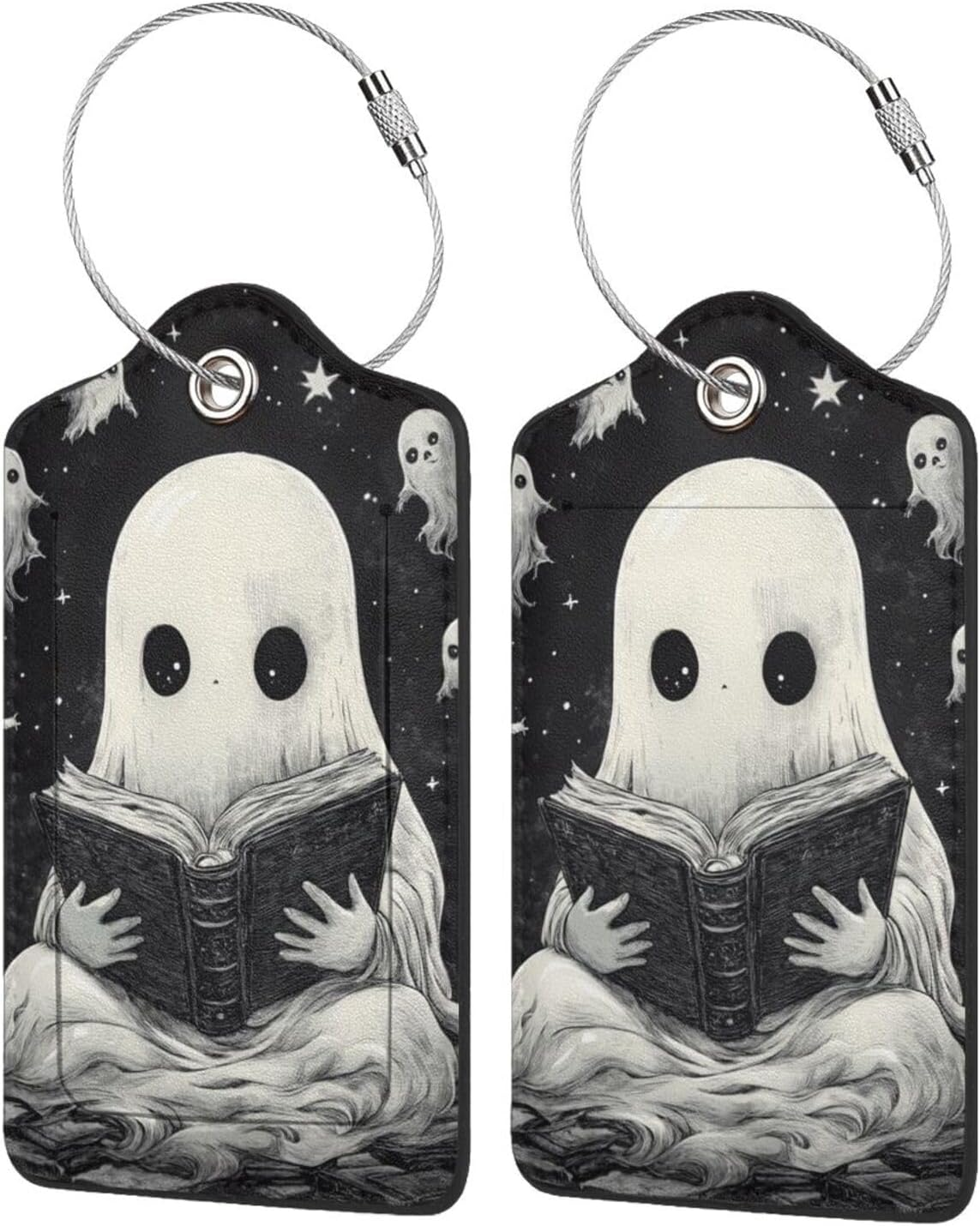 Generic Beach Cute Capybara Print Luggage Tags, Leather Stainless Steel Loop Label Tag for Travel Bag Suitcase