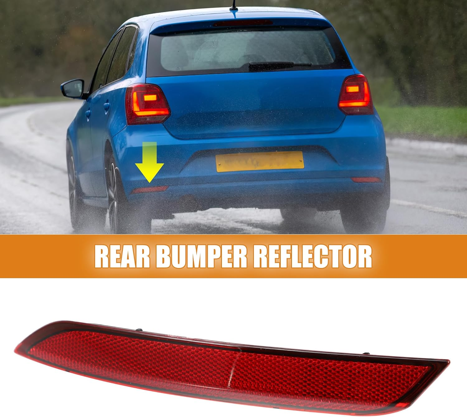 X AUTOHAUX 1Pcs Rear Left Bumper Reflector Light Cover 6C0945105B for VW POLO 2014-2017 Red image number 4