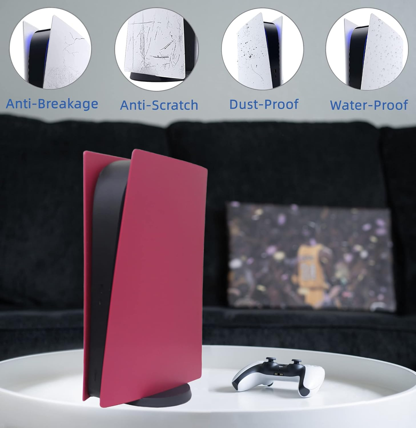 Digital Edition Face Plates Cover Skins Shell Panels for PS5 Console, Accessories for Playstation 5 Protective Shell Replacement Faceplate (Cosmic Red)