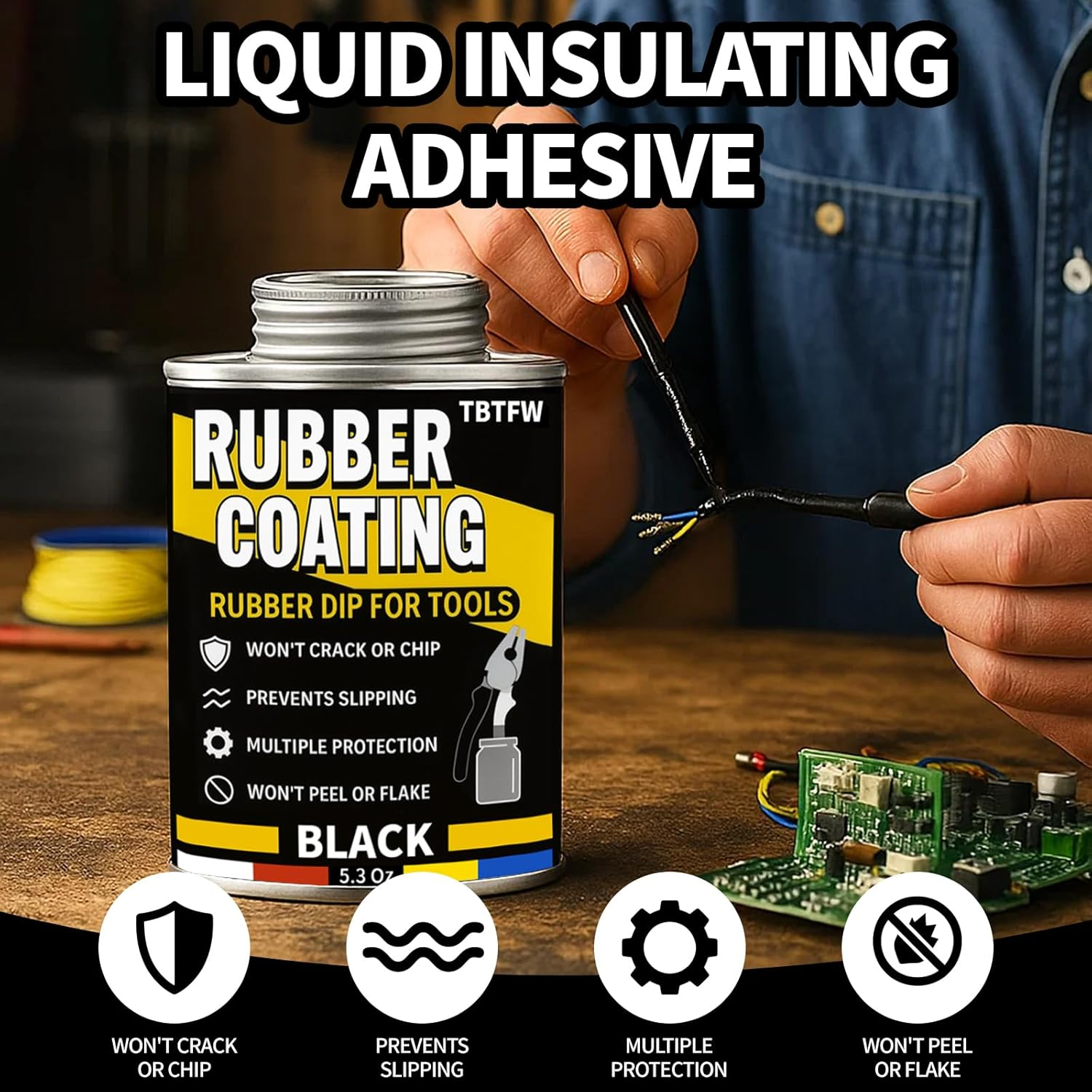 Liquid Rubber, Black Peelable Liquid Rubber Coating, Waterproof, Flexible, Breathable, Suitable for DIY Tool Repair(5.3 Oz) image number 4