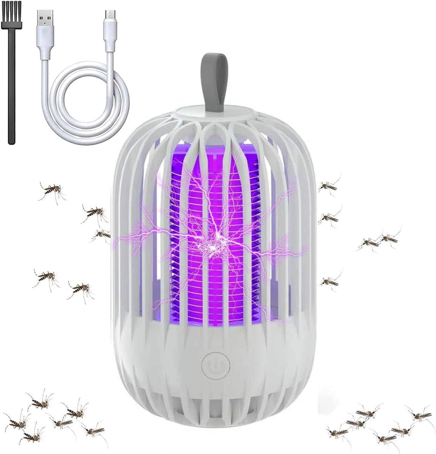 Mosquito Killer Lamp, 2 in 1 LED Mosquito Zapper, Portable USB Rechargeable Indoor and Outdoor Mosquito Killer, with UV Light Effective Fly Zapper for Use in the Home, Garden,Yard (White) - Grey image number 7
