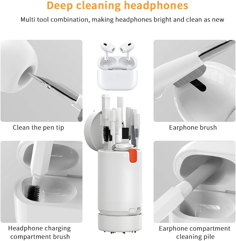 QUMOX 20-In-1 Multifunctional Electronic Cleaner Kit, Keyboard Cleaning Brush, Headphones Cleaner for Airpods, Laptop, Earbuds, Camera, and Phone Cleaning Tools
