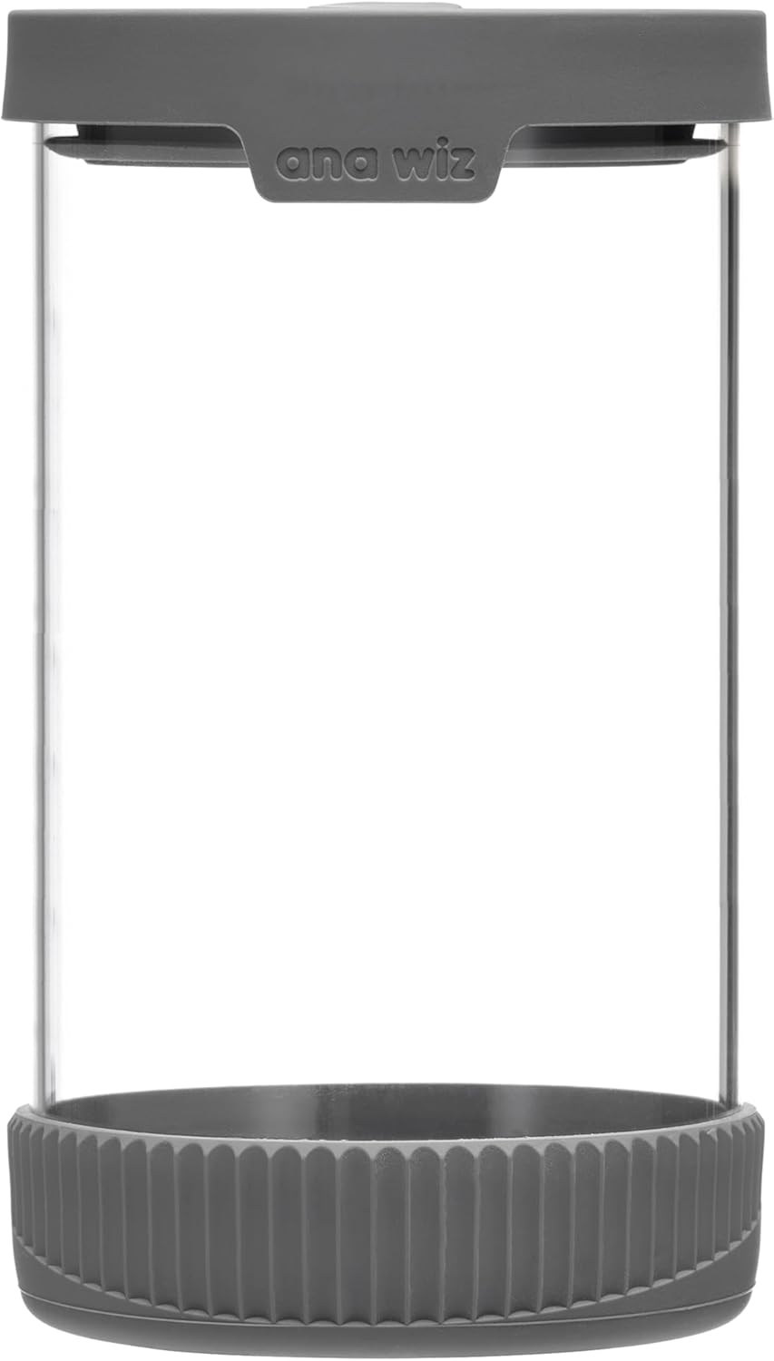 Ana Wiz Stackable Glass Storage Jar, with Airtight Vent & Silicone Base | Four Sizes & Two Colour Options, Perfect Kitchen Organisation (Charcoal - 1000Ml) - Charcoal - 2000Ml image number 3