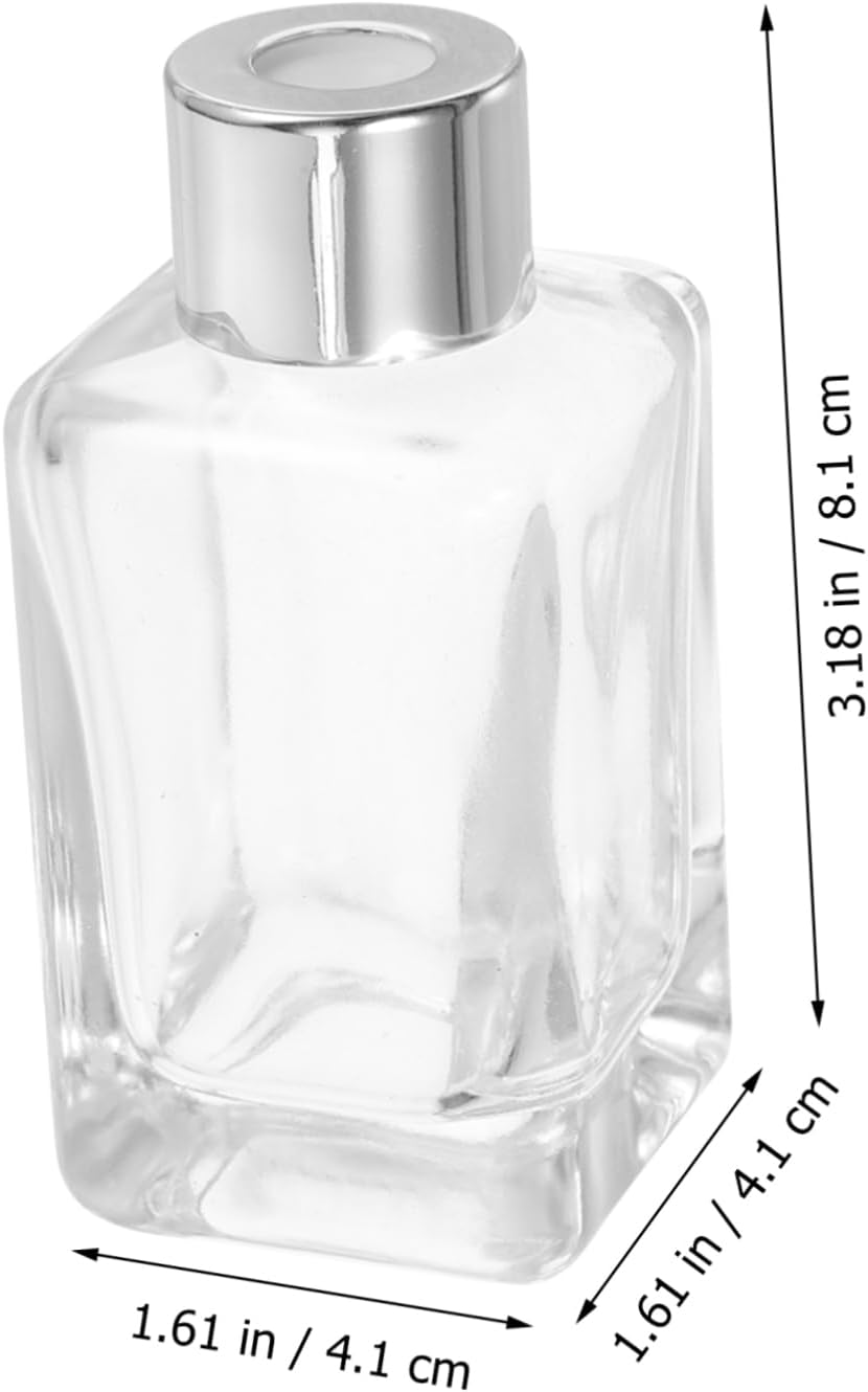 STOBAZA 4Pcs Glass Perfume Bottle for Essential Oils Home Car Aromatherapy Perfume Container Silver Cap for Diffuser Home and Reed Diffuser Bottle Use image number 5