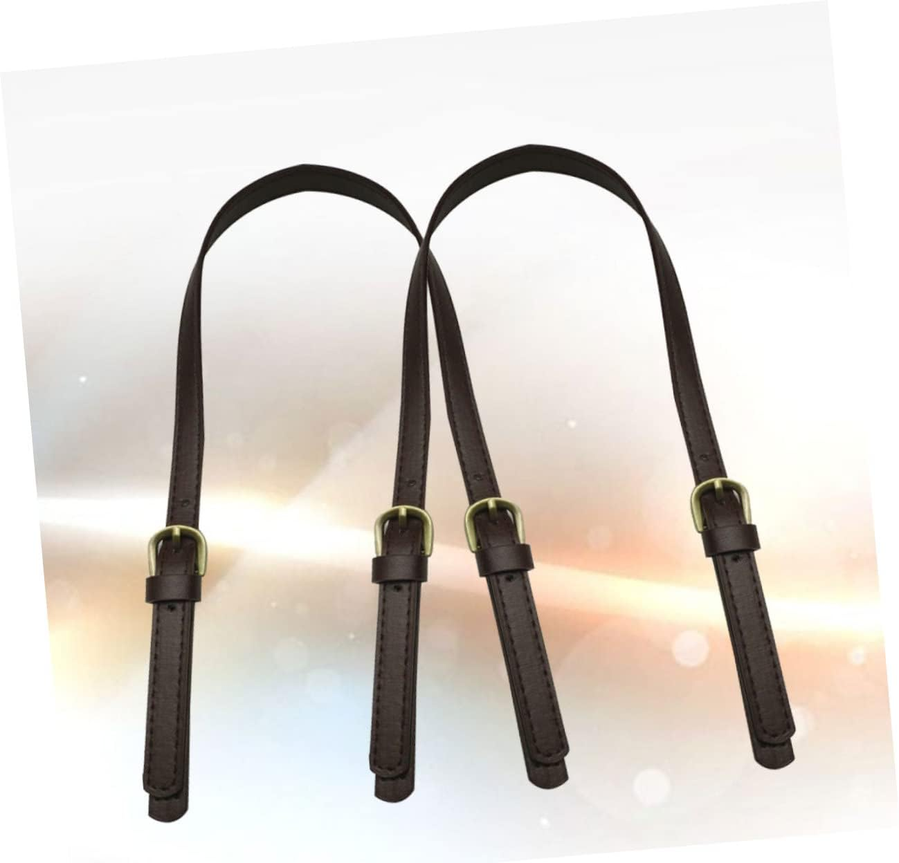 SEWACC 2Pcs Leather Bag Strap Handbag Belt Dual Buckles Adjustable Crossbody Shoulder Strap for Women Tote Bag image number 5