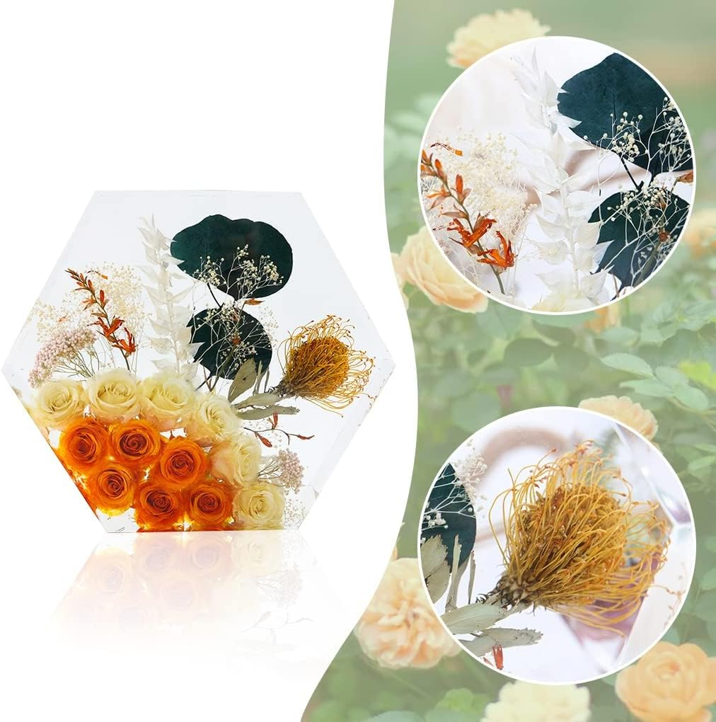 Fineinno Hexagon Resin Mold, Deep Hexagon Silicone Molds for Resin, Geometry Epoxy Resin Molds for Flowers Preservation, DIY Wedding, Valentine Gift, Home D&eacute;cor - Small Hexagon image number 3