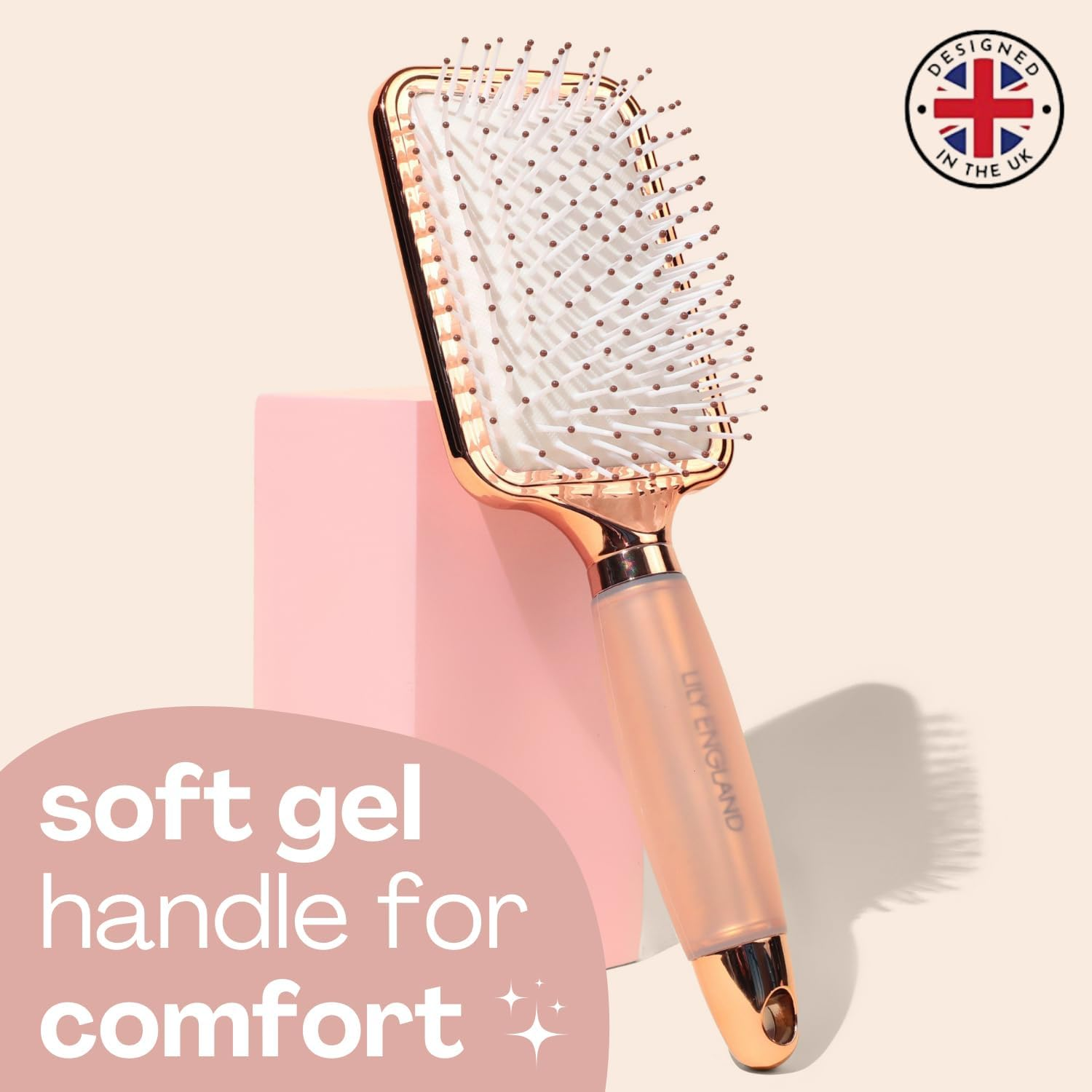 Lily England Paddle Brush Best for Detangling Straightening Hair and Blowdrying Rose Gold Hairbrush image number 3