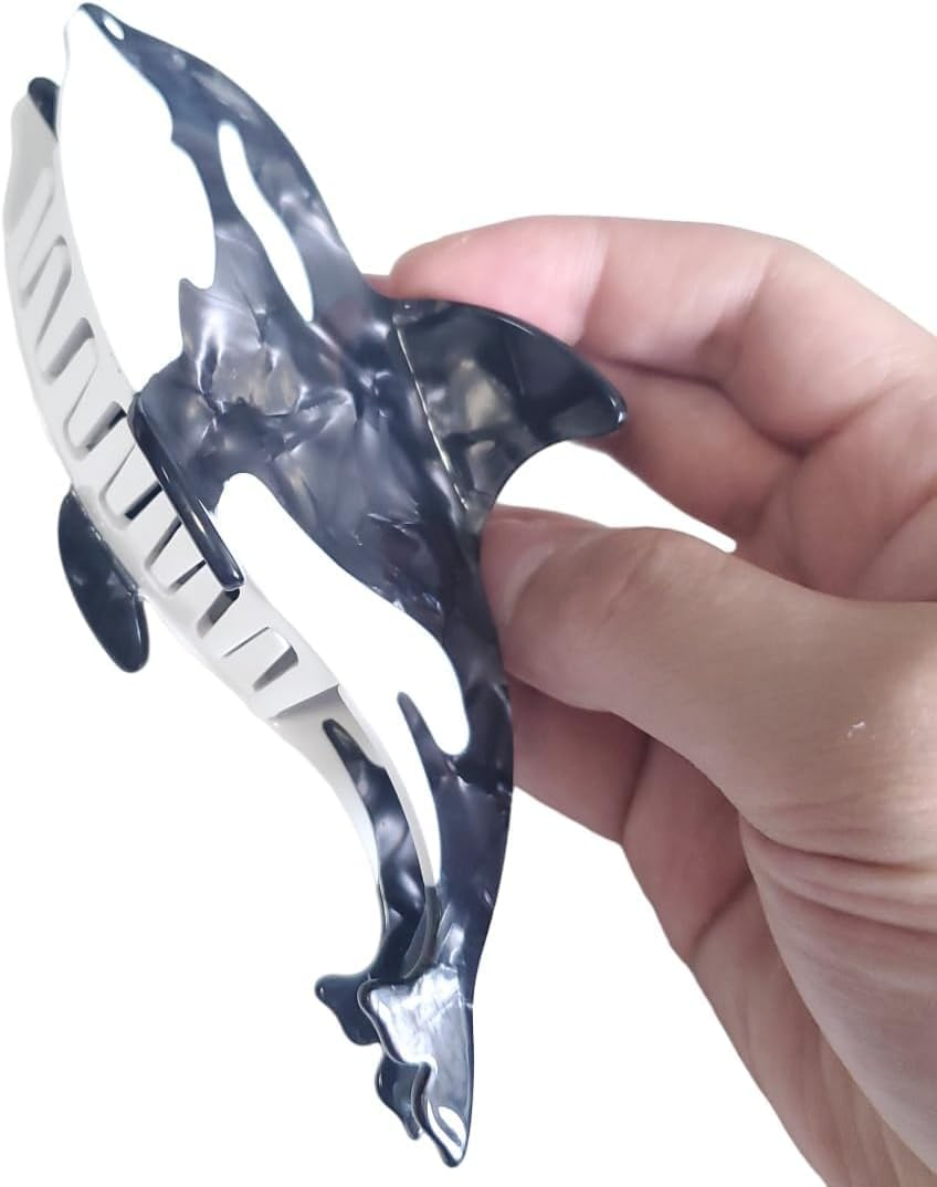 Fantasy Black Whale Hair Clip,Acetate Claw Clips,Hair Clips for Women (Black, 7Cm) image number 5