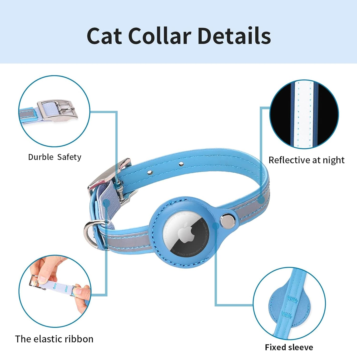 Cozioz Reflective GPS Pet Collar with Adjustable Holder and Bell &ndash; Anti-Lost Tracker Collar for Cats, Kittens, and Small Dogs (L) image number 6