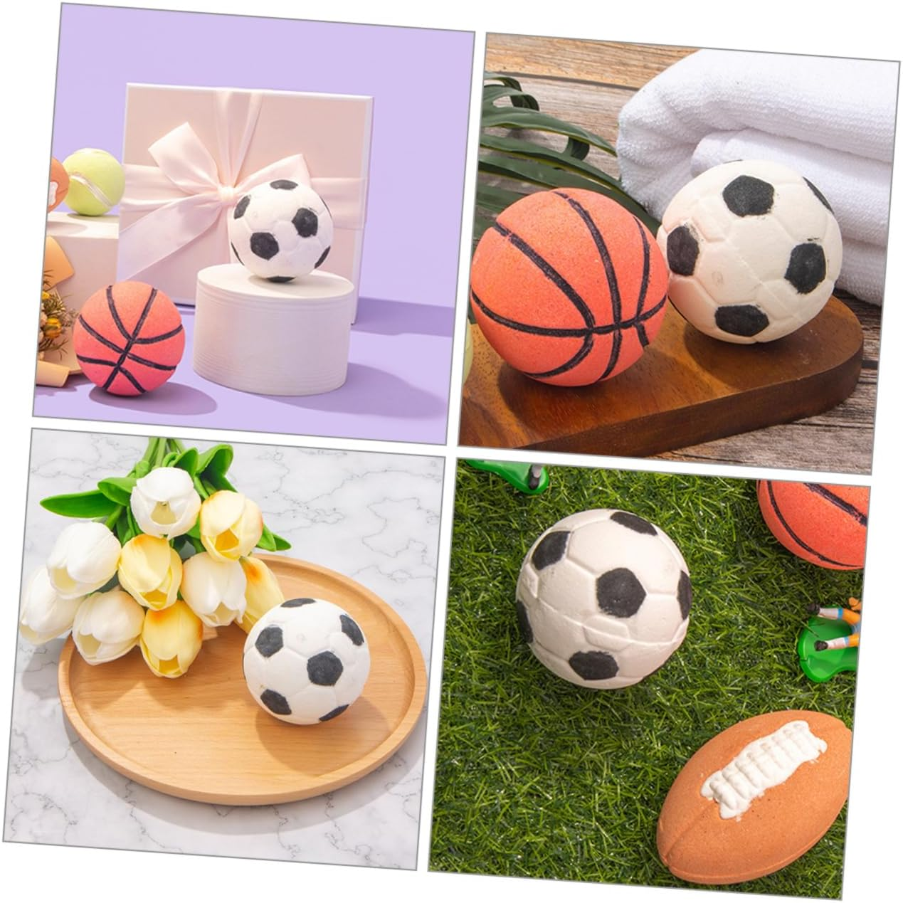2Pcs Ball Bath Soak Football Shape Bath Salt Bomb Skin-Friendly Household Bathing Bombs image number 2