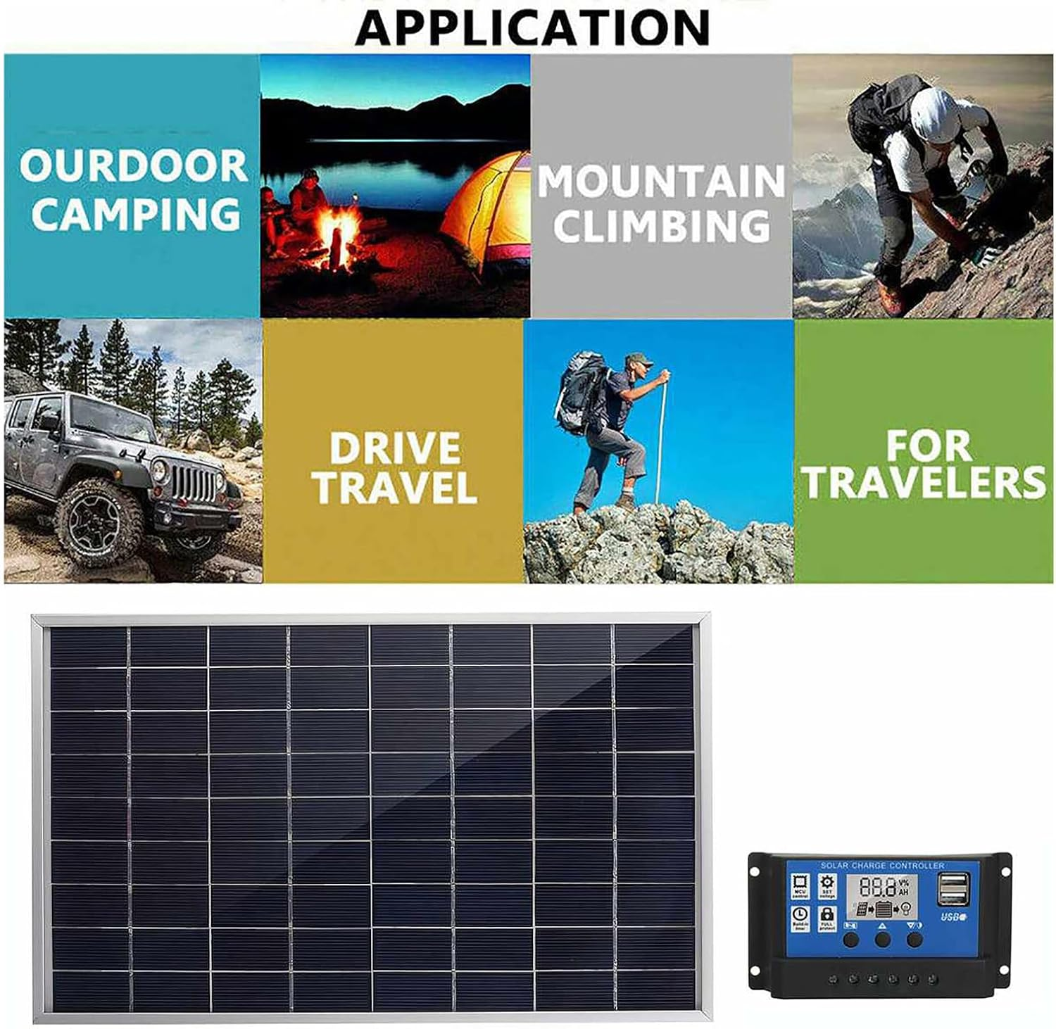 Solar Panel, 12V Solar Load Controller 10W 30A for Outside image number 1