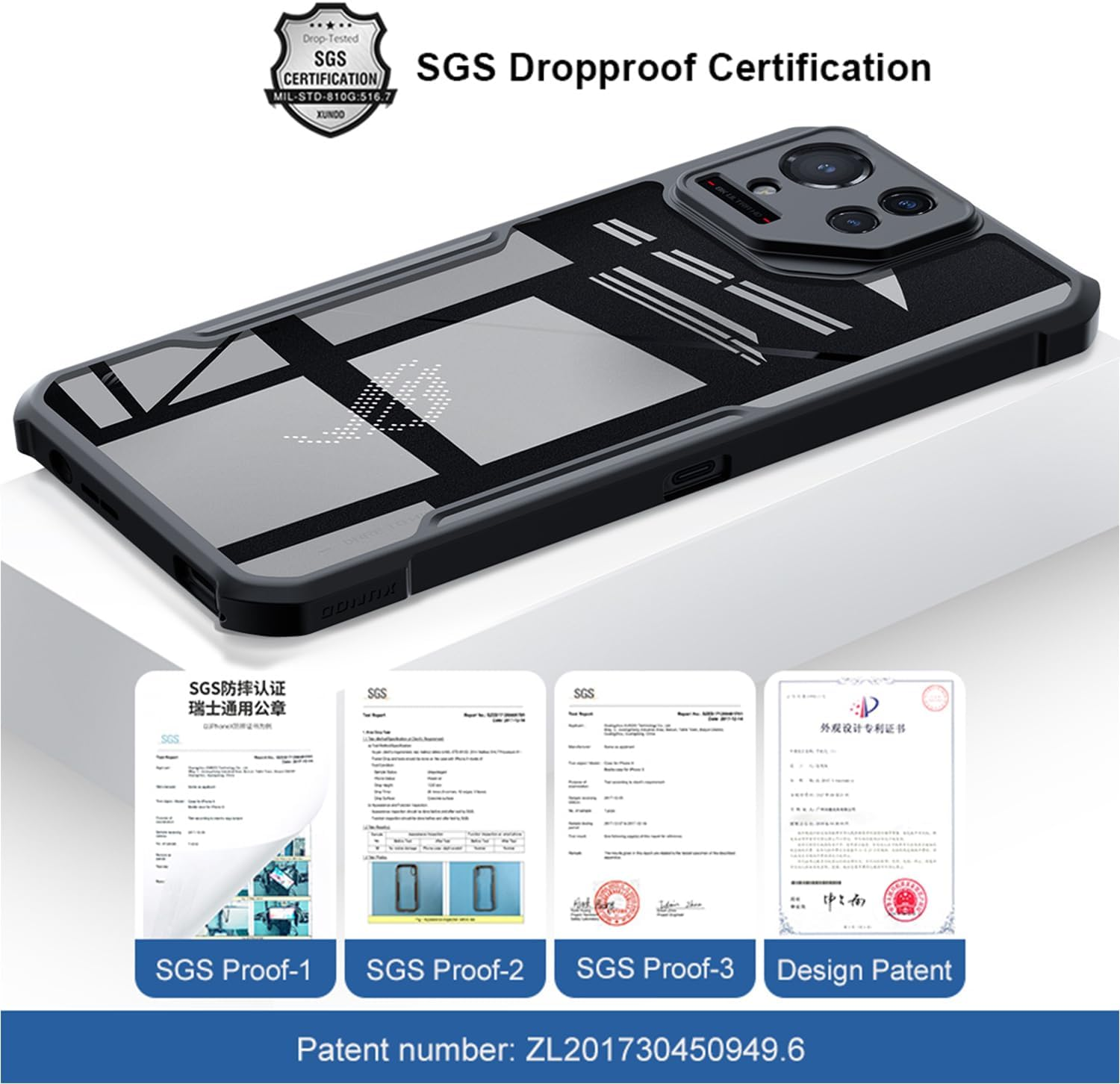 Guizzcg for ASUS ROG Phone 9 Case, Ultra-Thin Cover Soft TPU Bumper+ Acrylic Clear Back Military Grade Airbags Drop Protection[1 Tempered Film],Film Black image number 2