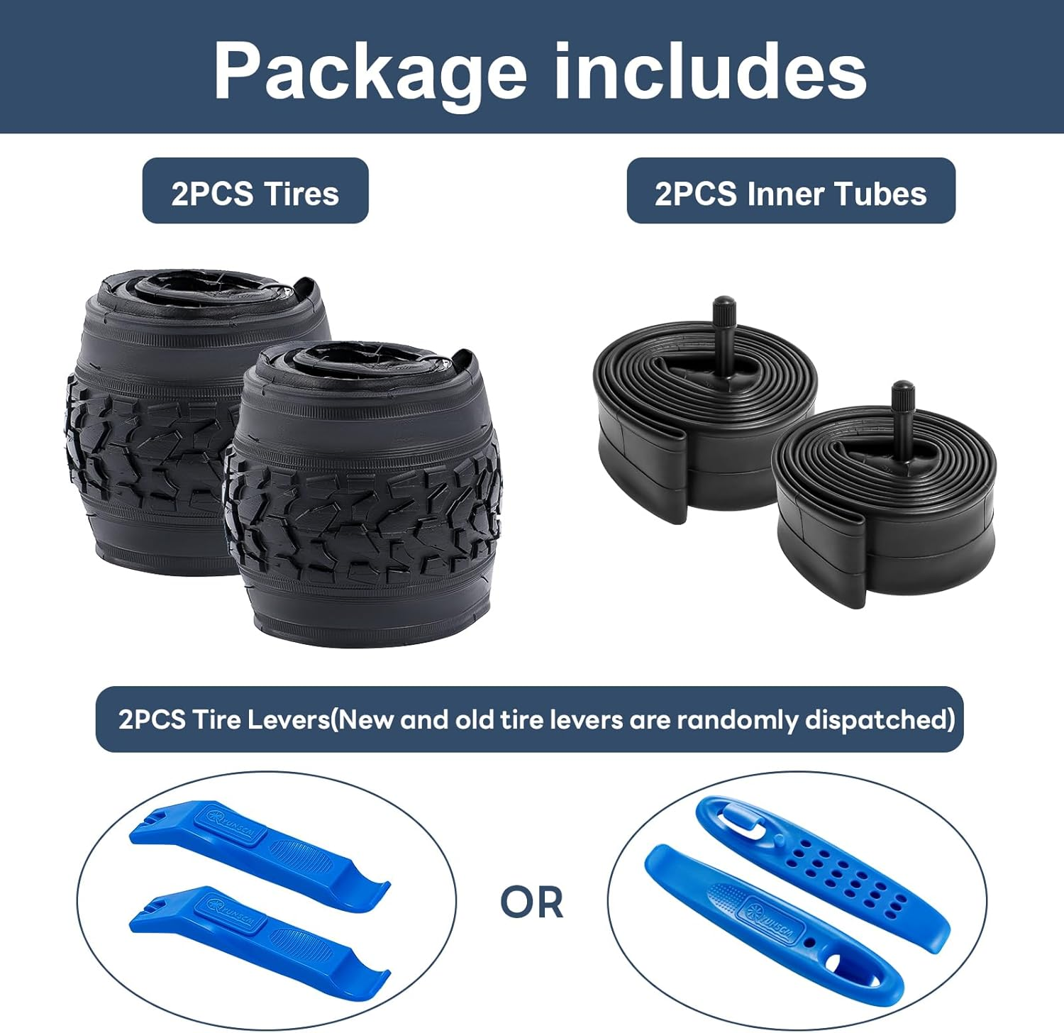 Yunscm 2 Pcs,22X1.75 Bike Tires,22X1.75 47-584 Bike Tyres + 22X1.75/2.25 Heavy Duty Bike Inner Tube Schrader Valve 32Mm +Tire Lever,Mountain Bike Tire 22 1.75,MTB Tire 22 1.75,Y-108 image number 6