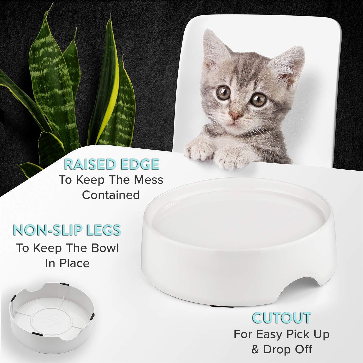 Catguru Food Table for Cat Bowl, Non Slip Pet Feeding Station for Cat Food Bowls, Raised Stand for Food and Water Cat Bowls, Elevated Cat Feeder, Stress Free Pet Dish Stand