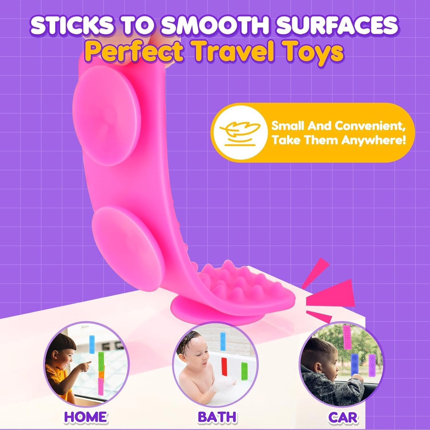 Sensory Fidget Toys Kids Adults: 8 Pack Textured Suction Toys for Autism Kids Calming - Sensory Stickers for Anxiety Relief Items - Fidget Strips for Classroom Desk - Travel Toys Road Trip Activities image number 1