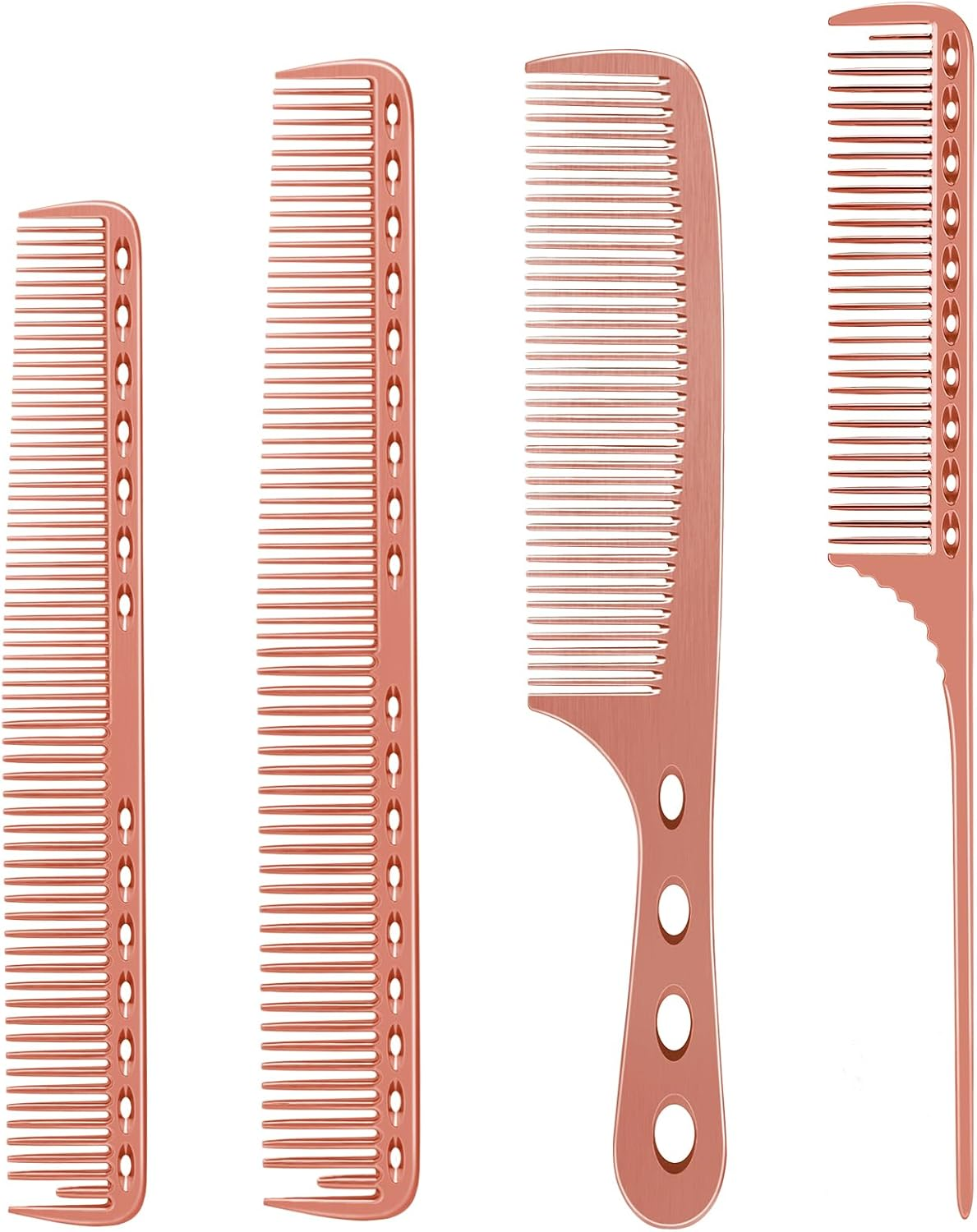 CGBARBER 4 Types Aluminum Hair Combs for Cutting Stainless Steel Hair Tail Metal Comb (Black)