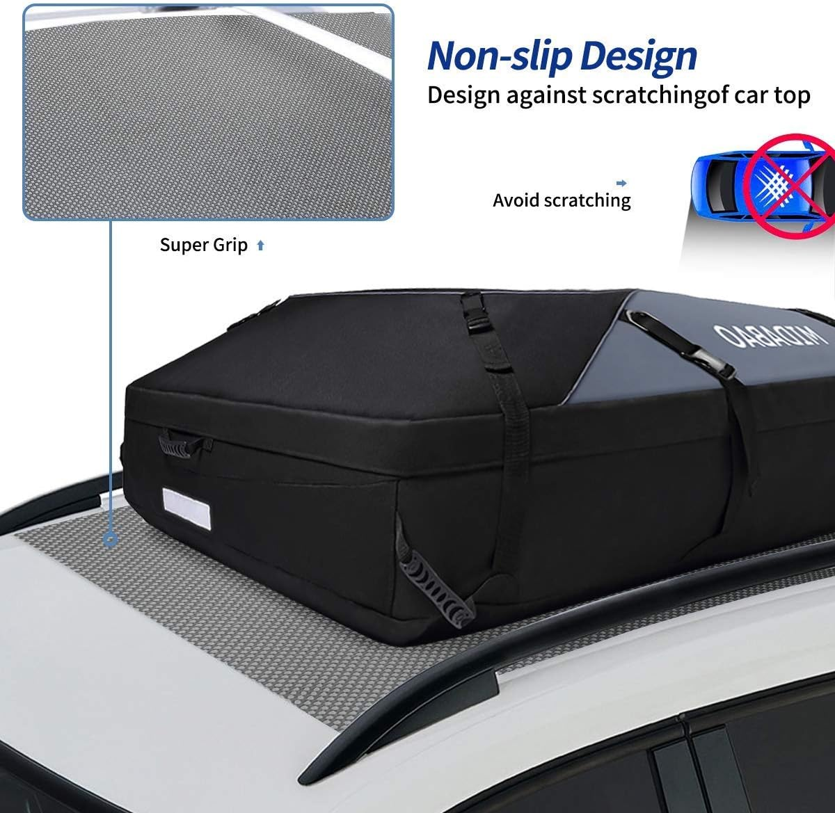 MIDABAO Thickened 20 Cubic Waterproof Duty Car Roof Top Carrier-Car Cargo Roof Bag Car Roof Top Carrier - 100% Waterproof & Coated Zippers - for Cars with or without Racks image number 1