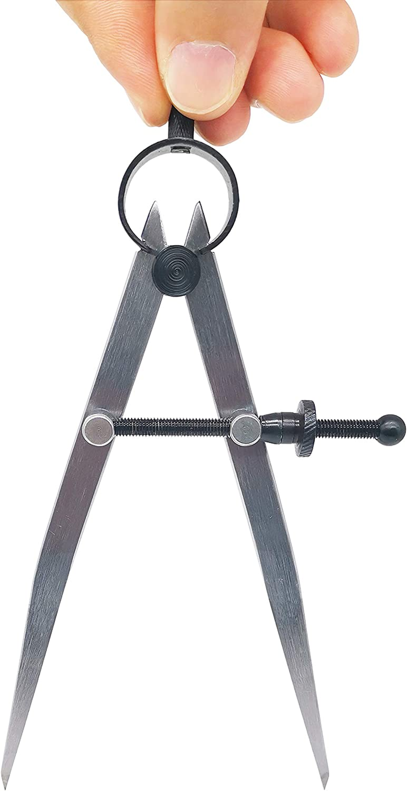 Chuangqi Leather Wing Divider, Adjustable Lockable Steel Compass (6 Inch)