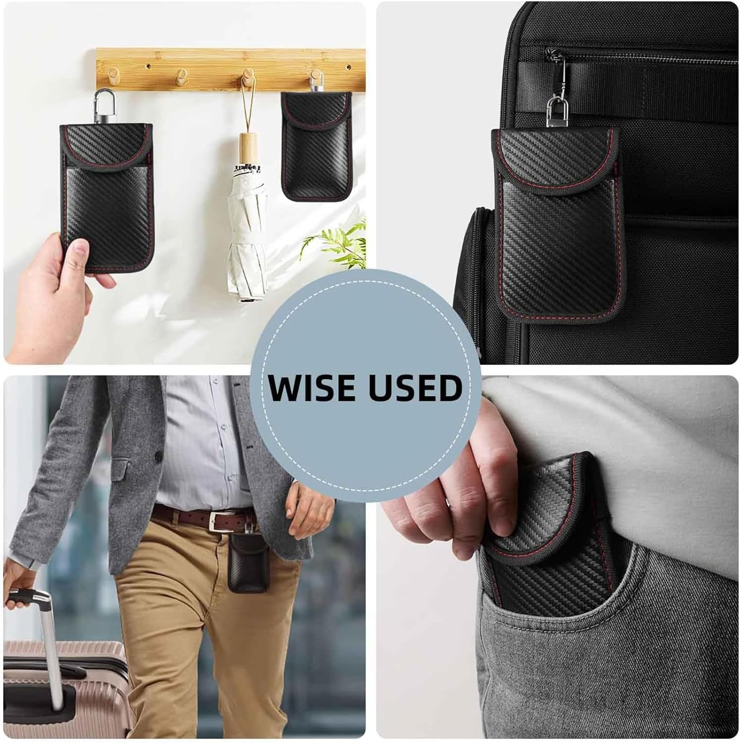 2 Pack Faraday Pouch for Car Keys, Anti-Theft Faraday Bag RFID Key Fob Protector, Key Signal Blocker, Waterproof Faraday Pouch for Complete Car Security image number 4