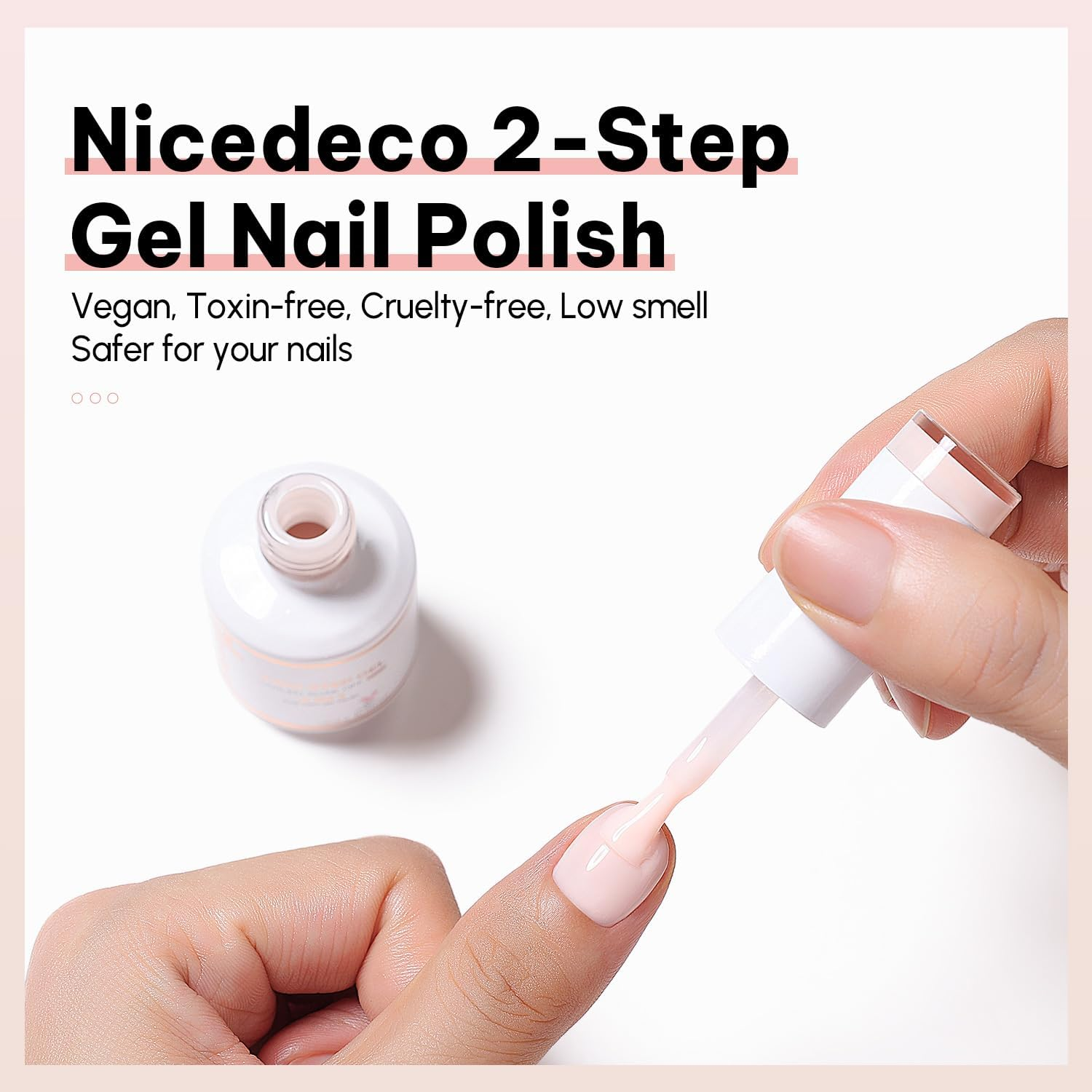 Nicedeco 2-Step Gel Nail Polish, Hema Free, Cruelty Free, High Gloss Long Lasting Soak off LED U V Gel Polish 6 Pcs 5Ml Kit 48 image number 5