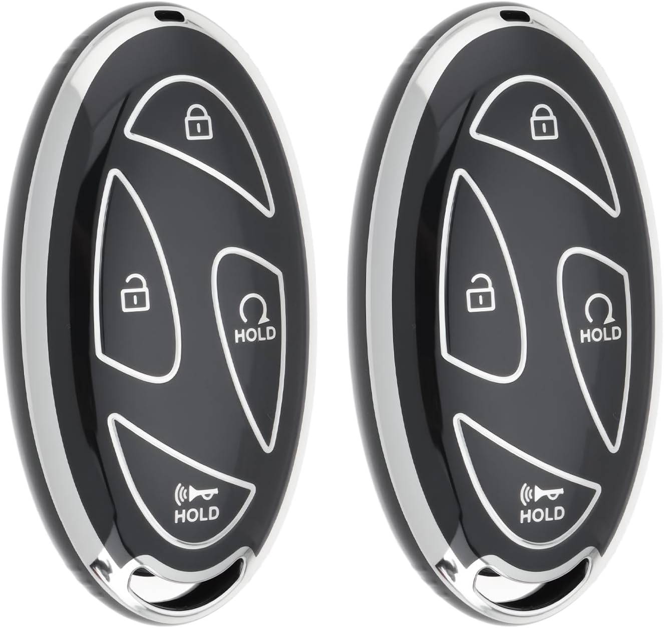 LT Easiyl 2Pcs 7-Button Key Fob Cover Compatible with Hyundai Loniq 6 5 Compatible with Kona SX2 EV (Black Silver Edge)