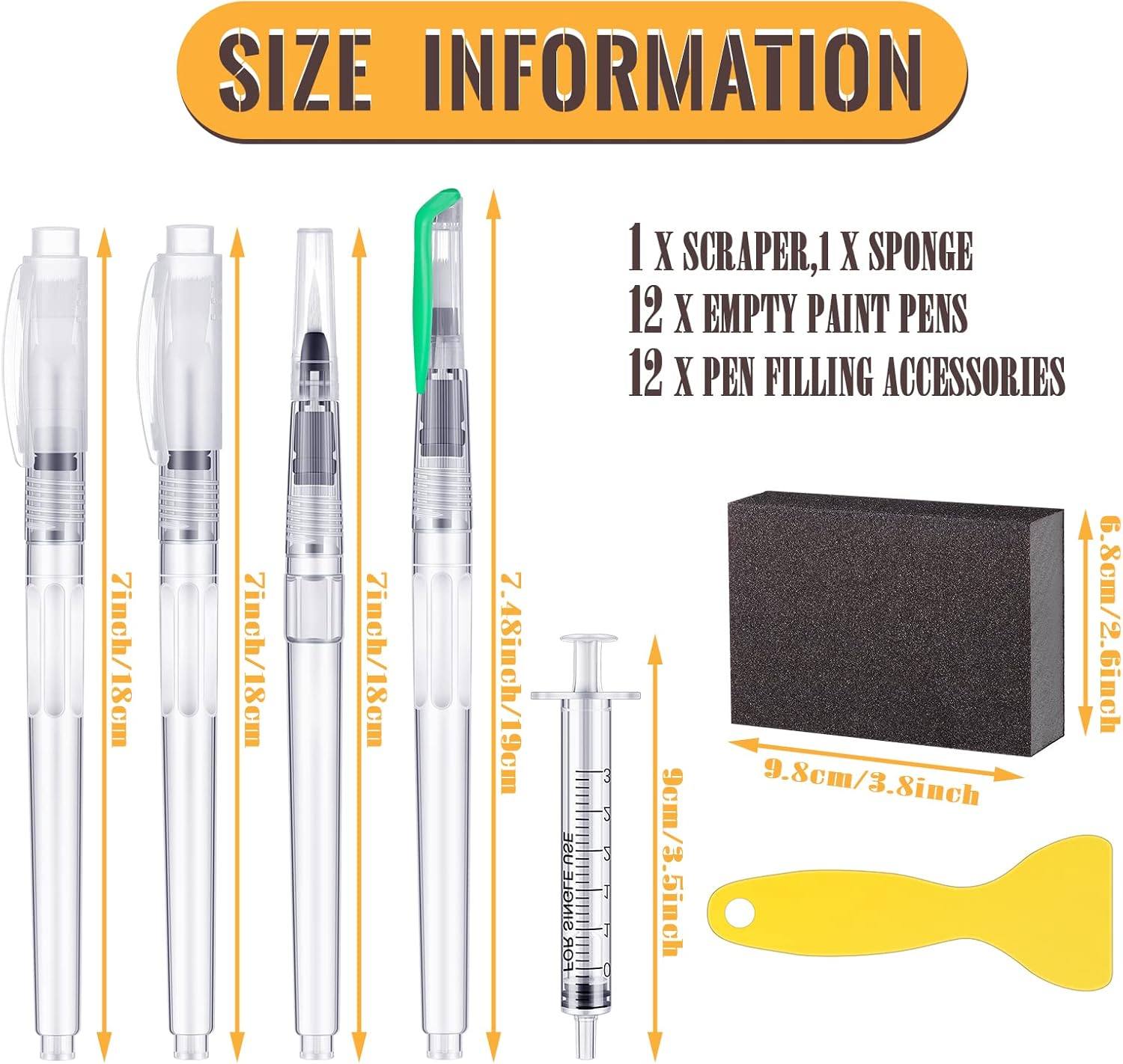 26 Pcs Touch up Paint Pen Refillable Wall Repair Kit Fillable Paint Brush Pens for Interior Paint Touch Ups to Drywall, Cabinets Furniture Store House Paint, Wall Paint with Scraper and Sponge image number 5