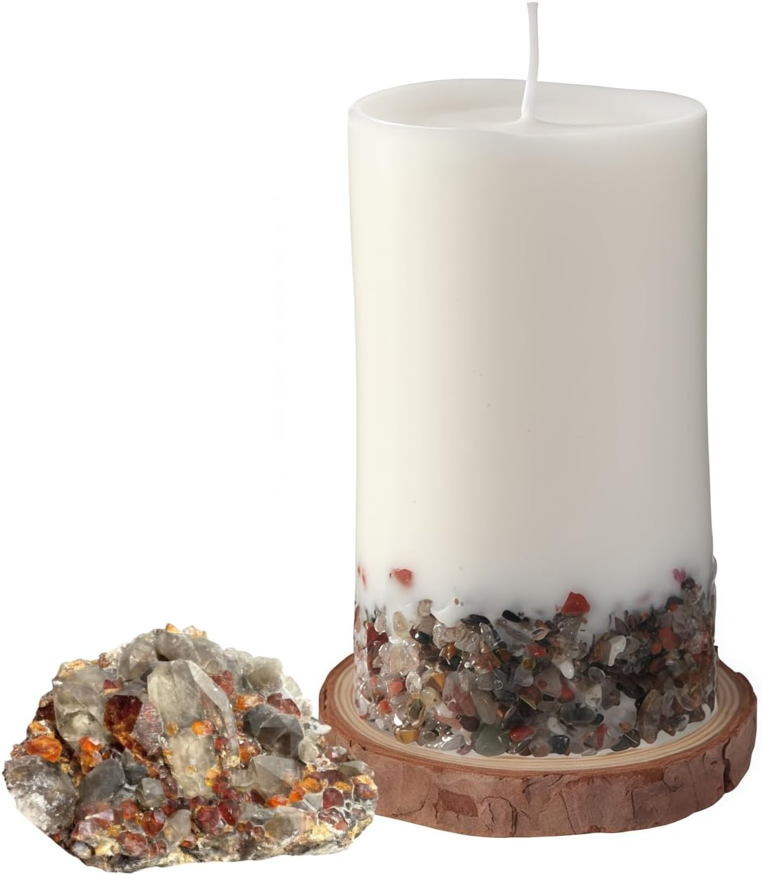 Crystal Candle,Jade Stone Infused Crystal Candle Gift,100% Natural Soy Wax with Plant Fragrance,48H Burn Time, Handmade Scented Candles,10Cm X 6 Cm (Lavender) image number 4