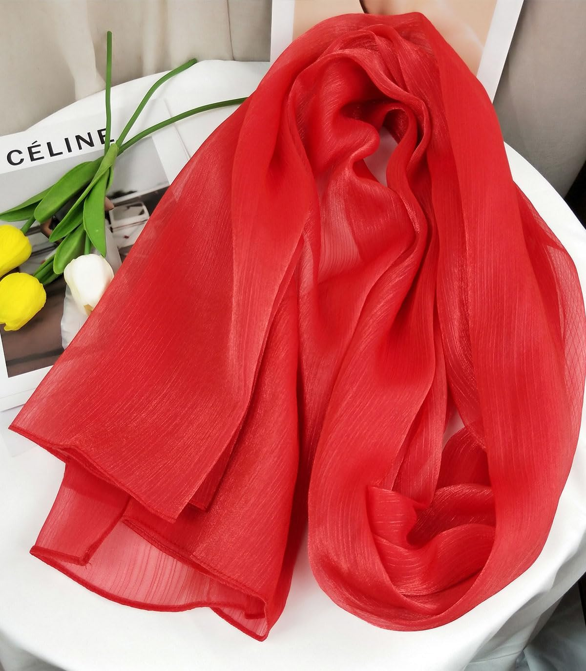 Chiffon Crepe Shawl for Women, Elegant Sheer Shawls and Wraps for Formal Evening, Soft Wedding Brides Scarf
