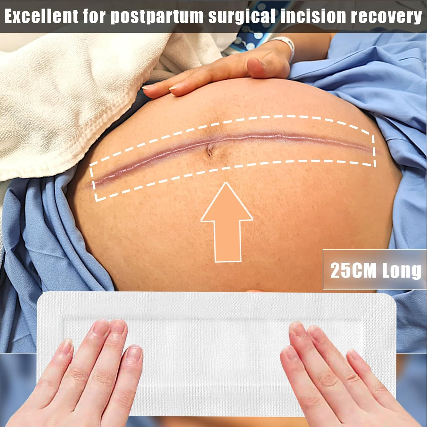 Wound Dressings Large Adhesive, Wounds Dressing Pad Bandage,Individually Wrapped(10Cmx25Cm) image number 3