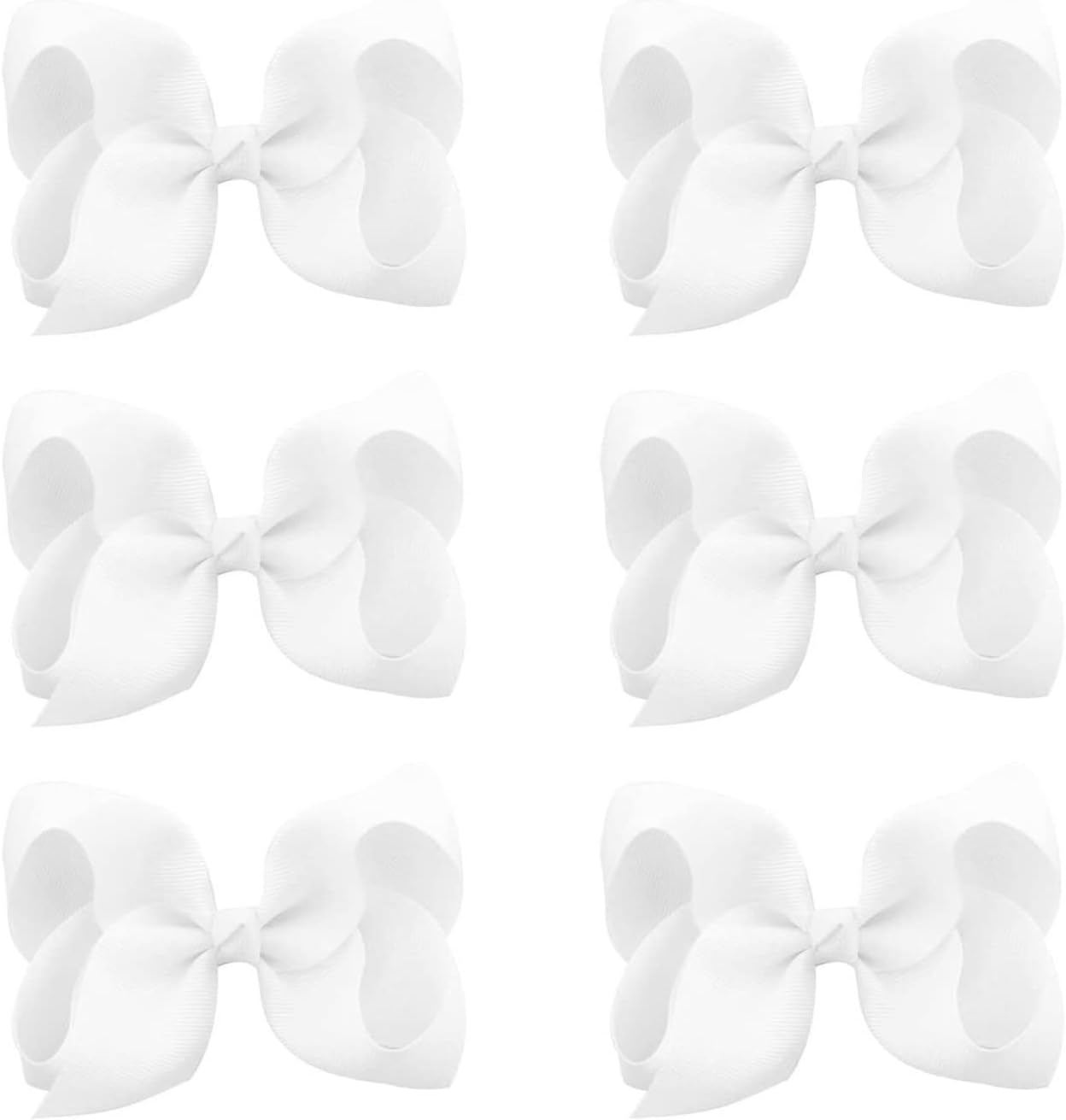 6 PCS 6" Hair Bows for Girls Alligator Clips Grosgrain Ribbon Solid Color Hair Accessories Toddler Bows for Girls Kids(White, 6 Count) - 3Inch-Green image number 4