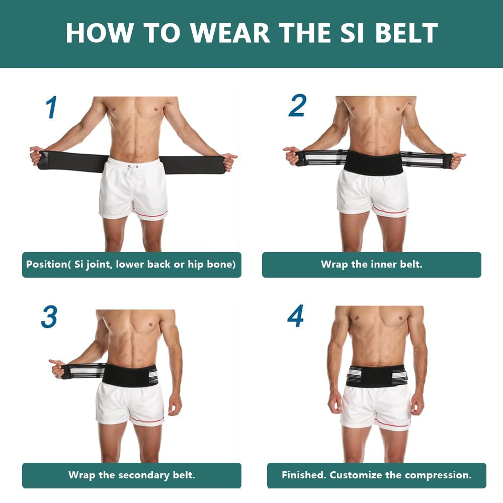 Sacroiliac Hip Belt &ndash; Adjustable SI Joint Support Brace for Men & Women, Hip & Trochanter Stability, Comfortable Daily Wear (Black & White) image number 4