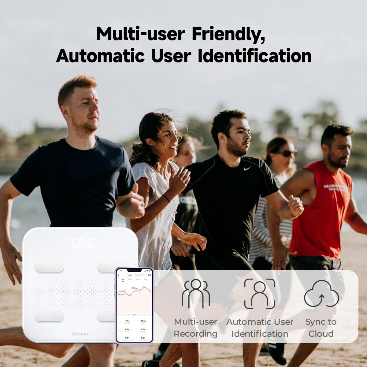 Yunmai Bluetooth 4.0 Smart Scale & Body Fat Monitor - 10 Precision Body Composition Measurements - Body Fat, BMI & More - 16 Users Recognized - Smartphone App for Healthy Weight Loss Tracking (Blue) image number 2