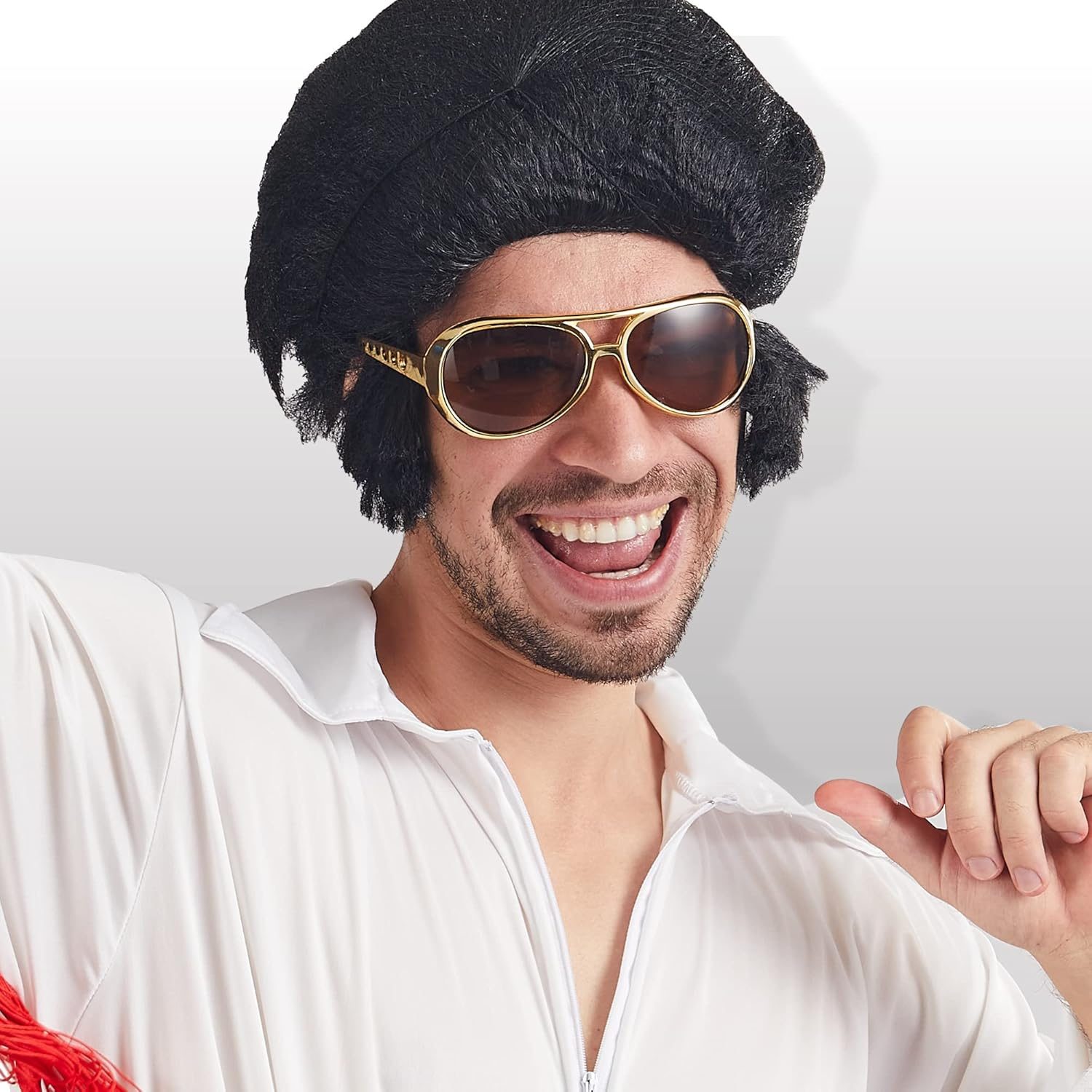 Spooktacular Creations Gold Sunglasses Disco Glasses, 50&rsquo;S 60&rsquo;S 70'S Glasses for Halloween Party Costume Rockstar Accessories, Gold Celebrity Sunglasses for Women and Men image number 1