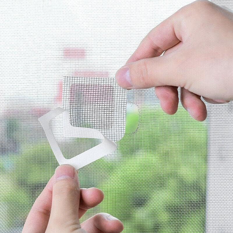AIMALL 12PCS Fly Screen Net Repair Tape Patch Adhesive Door Curtain for Mending Holes Set - Durable Polyester Door & Window Net Patch Kit for Mending Tears & Holes
