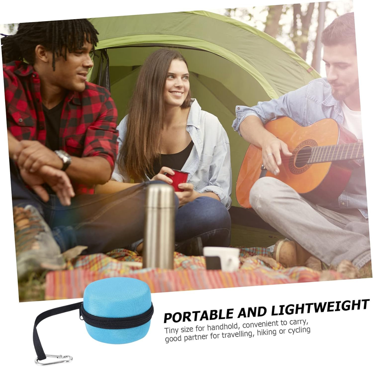 SWOOMEY Nylon Rope Speaker Bag Compression Resistant Scratch Lightweight for Travel Hiking Cycling Zipper Carabiner Random Color - Rosy image number 6