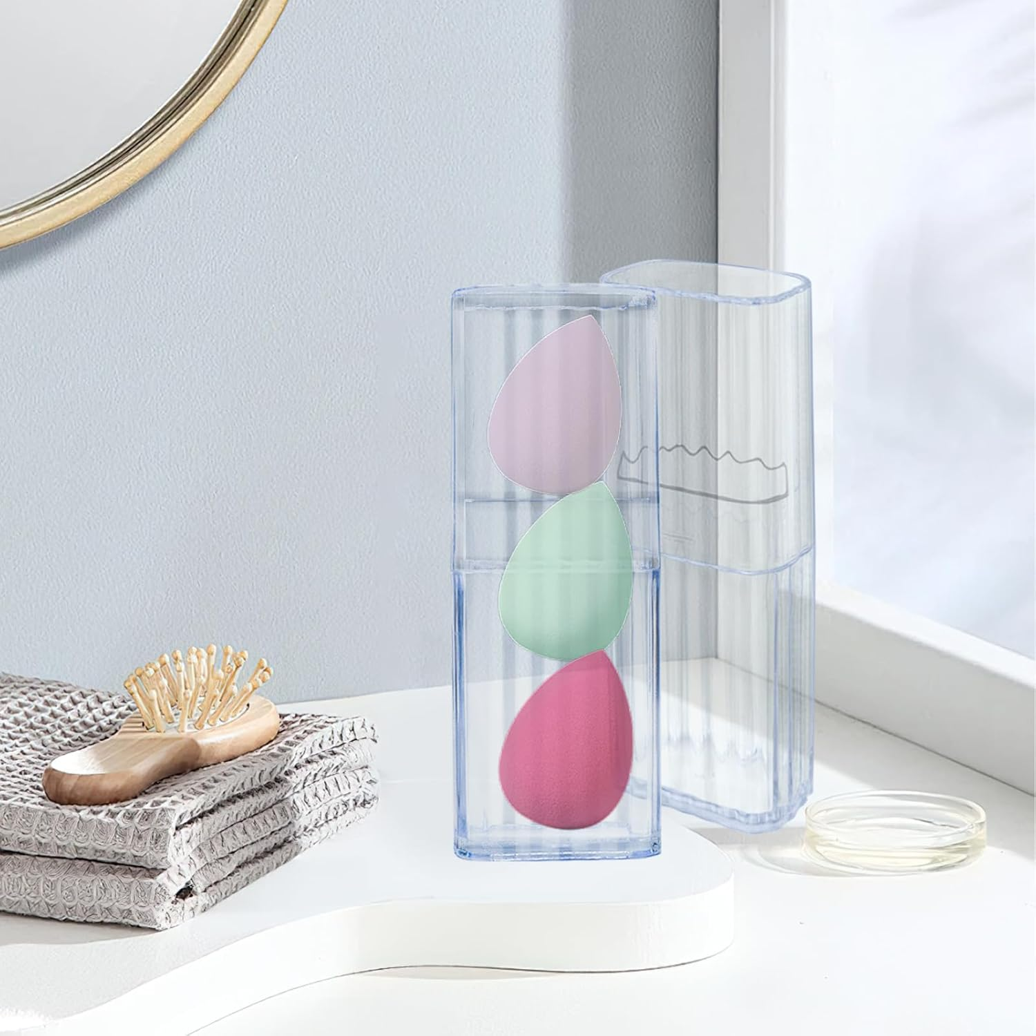 9 Pcs Mini Floss Qtip Travel Case，Flosser Cotton Swab Holder for Travel，Portable Transparent Flosser Dispenser Storage Case for Organize Small Items (White)