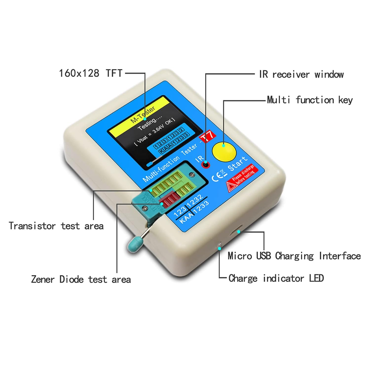 Relogic Transistor Meter Multi-Function Capacitance Resistance Tester Full Color Display Transistor Meter image number 5