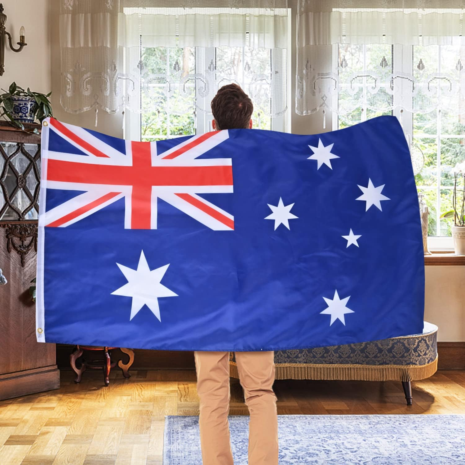 Kvadouly Australia Flag 3X5 FT for Outdoor &ndash; Double-Sided Australian Flags with Brass Eyelets for Garden, Street, Bar, Olympic Party Decorations, Indoor Outdoor Display image number 2