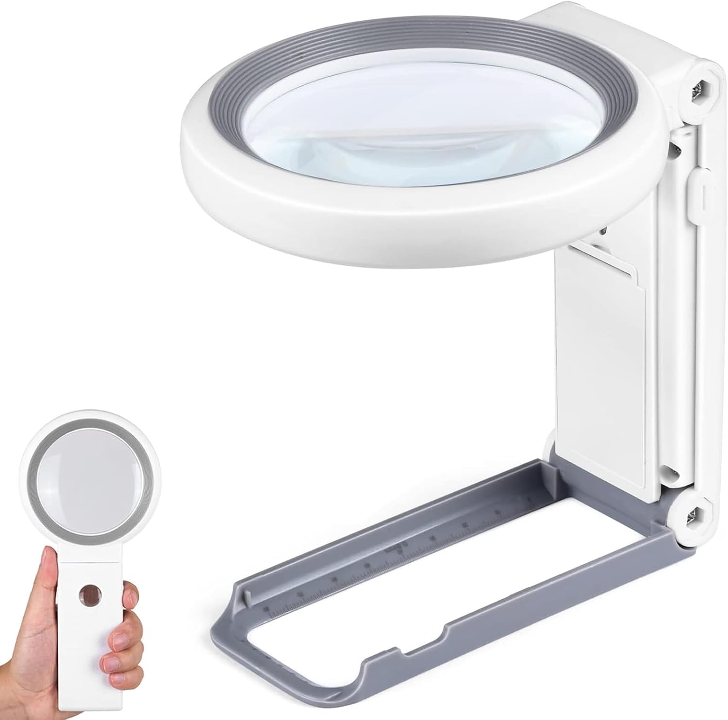 30X 10X Magnifying Glass with Light and Stand, Foldable Handheld Magnifying Glass 18 LED Illuminated Lighted Magnifier for Macular Degeneration, Seniors Reading, Close Work, Coins, Jewelry